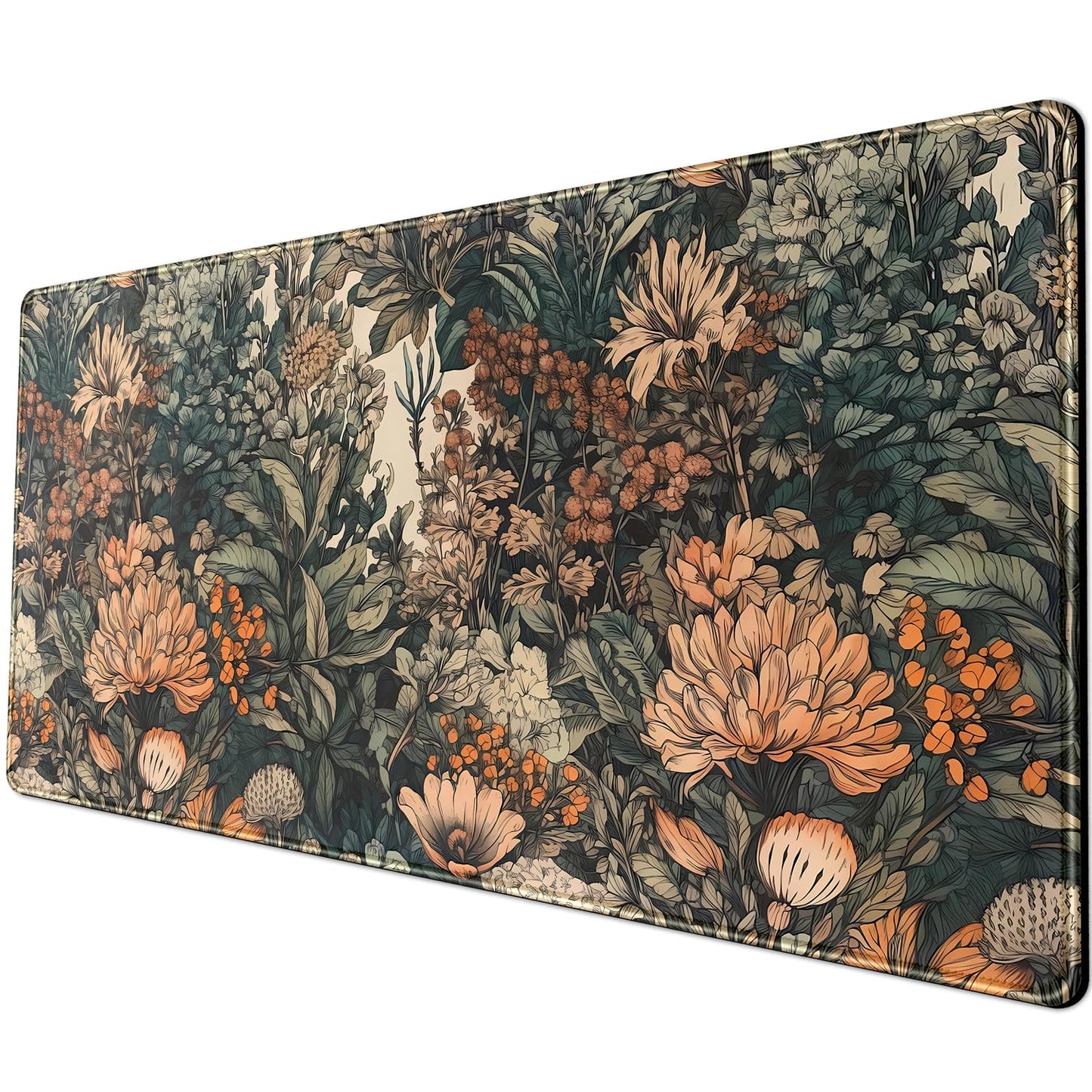 Flower Vintage Desk Pad Aesthetic Desk Mat Flower Mouse Pad Computer Big Mousepad Non-Slip Base
