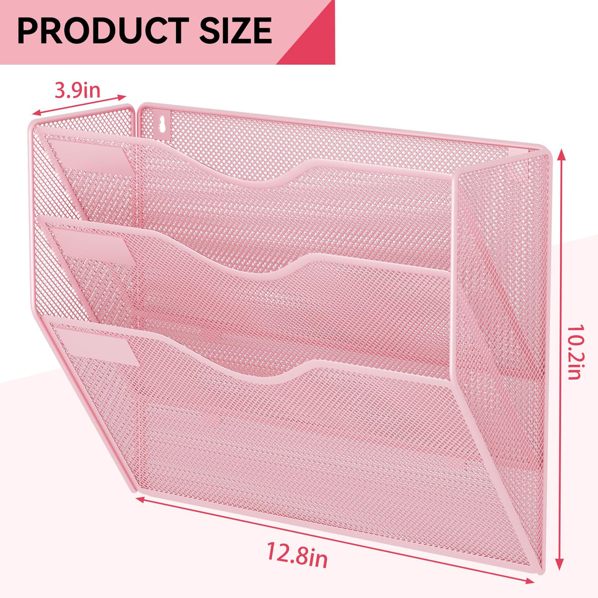 GDINDINFAN 3 Pockets Hanging Wall File Organizer Mail Holder, Wall Mounted Paper Document Folder