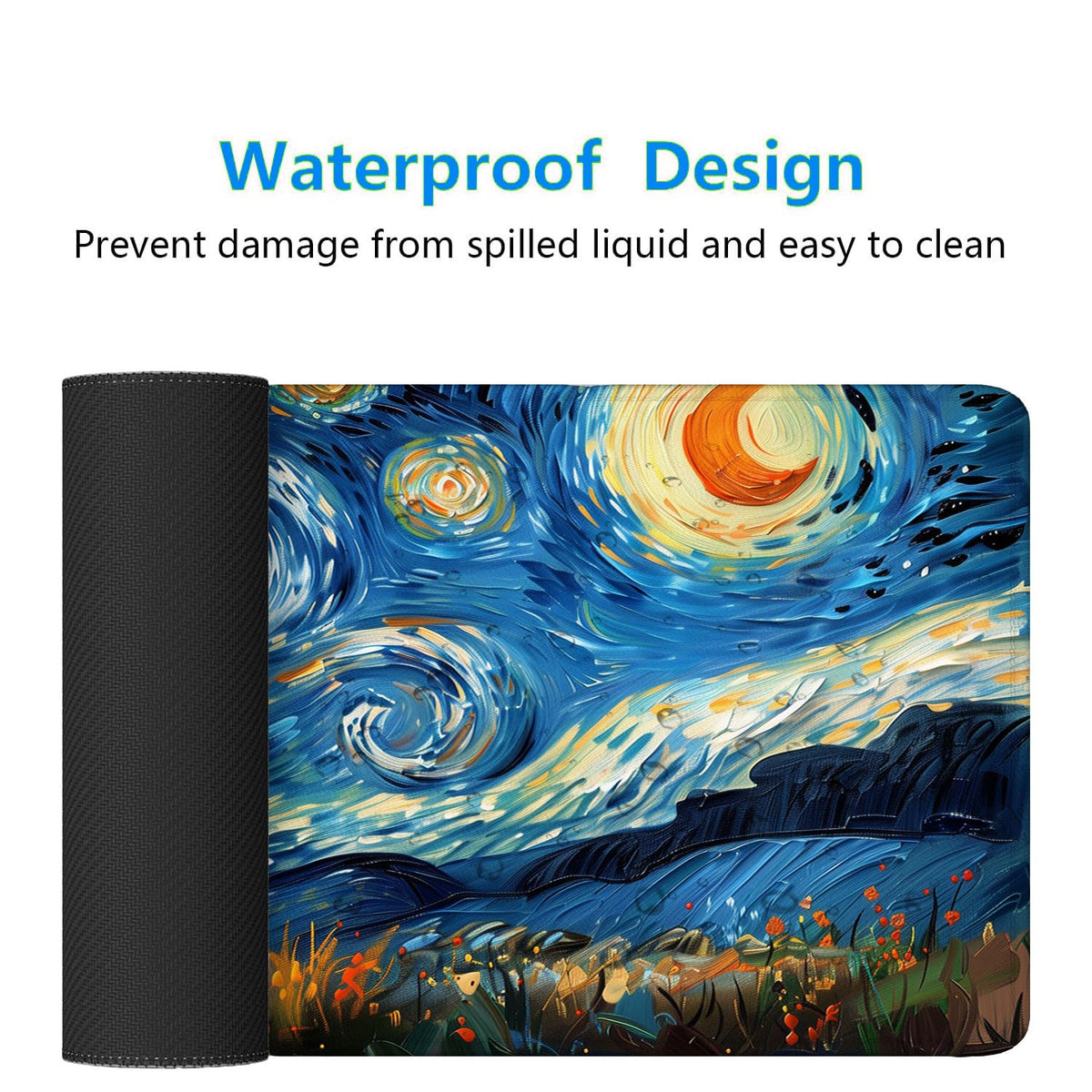 Starry Sky Black Cat Gaming Mouse Pad Starry Night Cute Cartoon Extended Gaming Mouse Pad Mat with