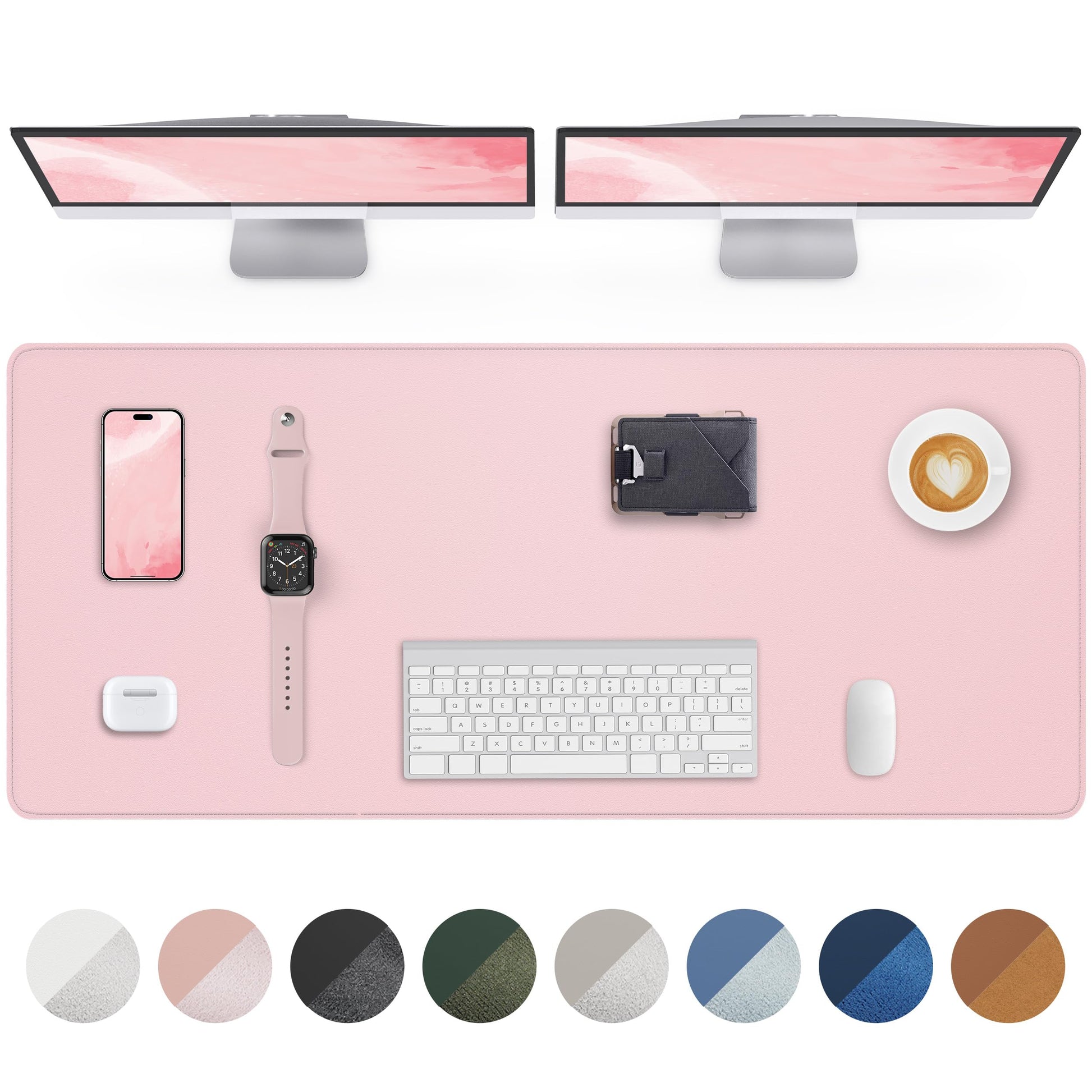 PU Leather Desk Mat Protector - 55"x17" Large Non-Slip Office Desk Pad, Waterproof Keyboard & Mouse