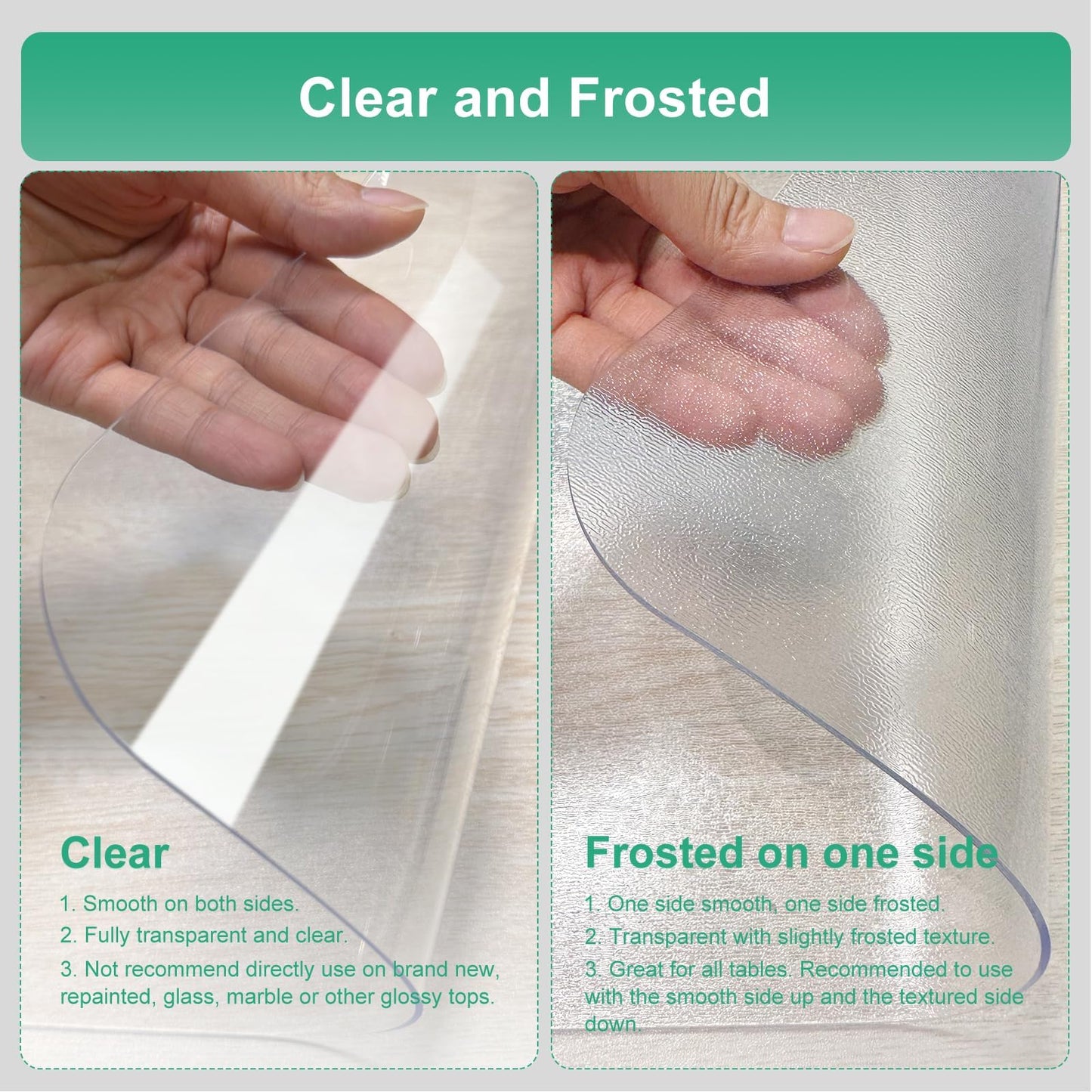 NATRKE Clear Desk Mat Pad, 39.4"x15.7" Large Transparent Computer Desk Mat Plastic Desktop