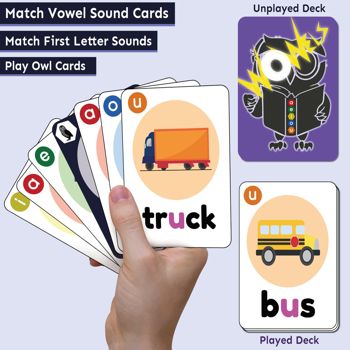 THE BAMBINO TREE WOWELs Phonics and Vowel Sounds Card Game - Learn to Read Kindergarten 1st 2nd
