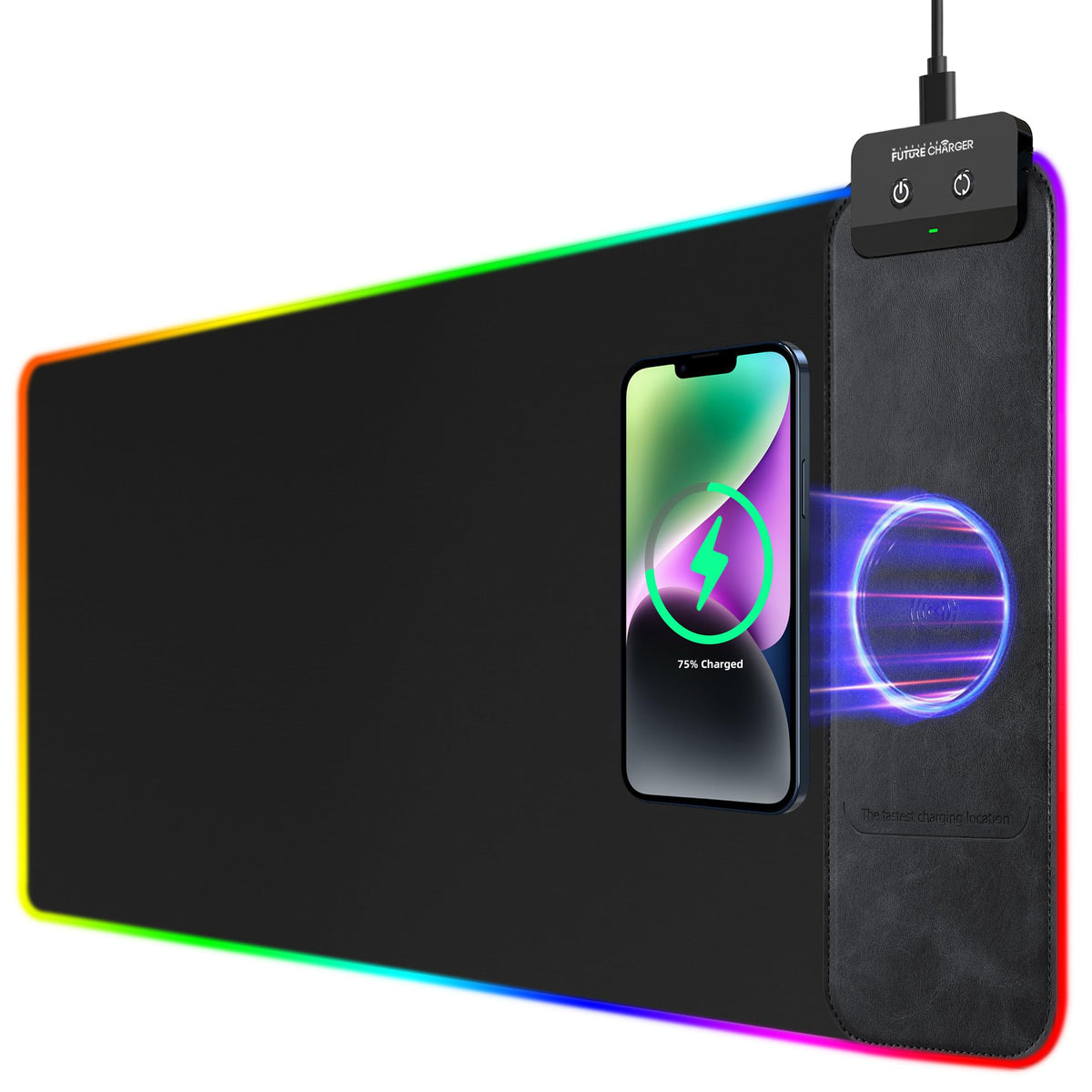 Gaming Mouse Pad, Wireless Charging Mouse Pad Gaming, 31.5"x11.8" Large RGB Desk Mat for
