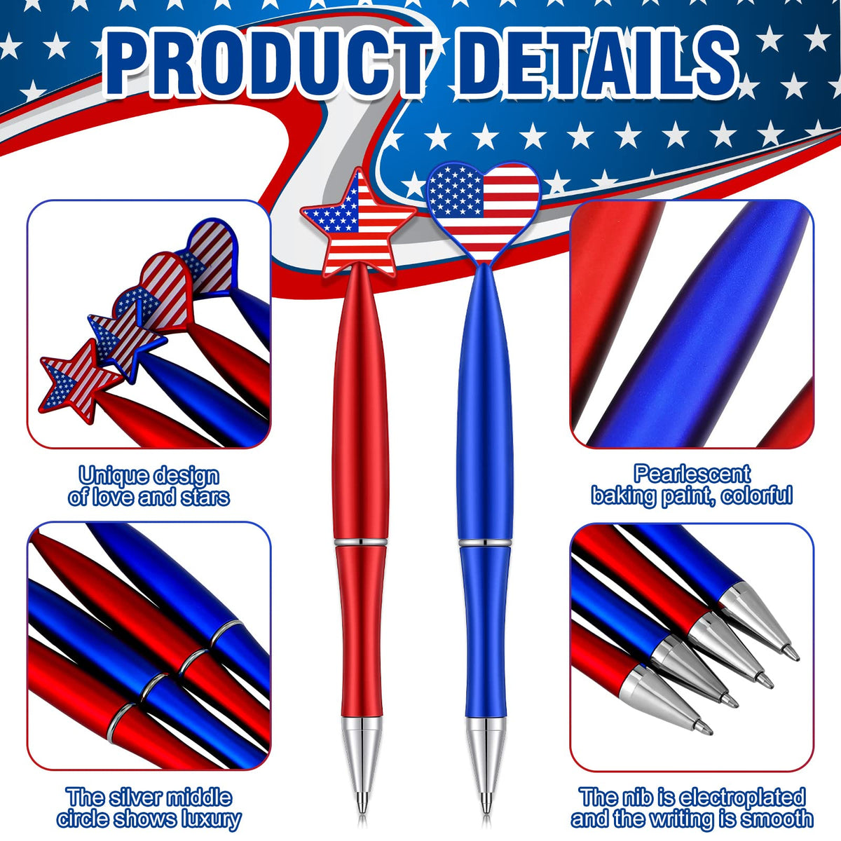 Yexiya 160 Pieces American Flag Ballpoint Pens Patriotic 1.0 mm