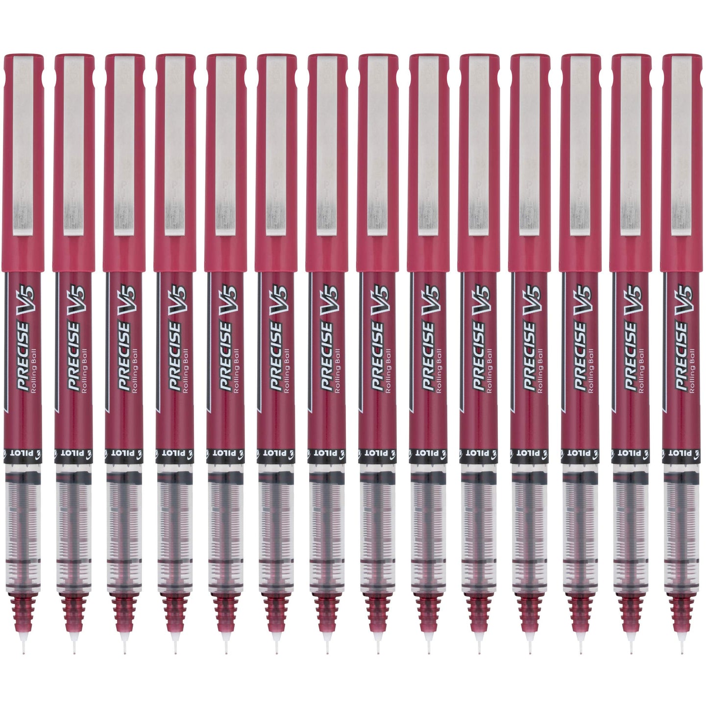 Pilot, Precise V5, Capped Liquid Ink Rolling Ball Pens, Extra Fine Point 0.5 mm, Burgundy, Pack of