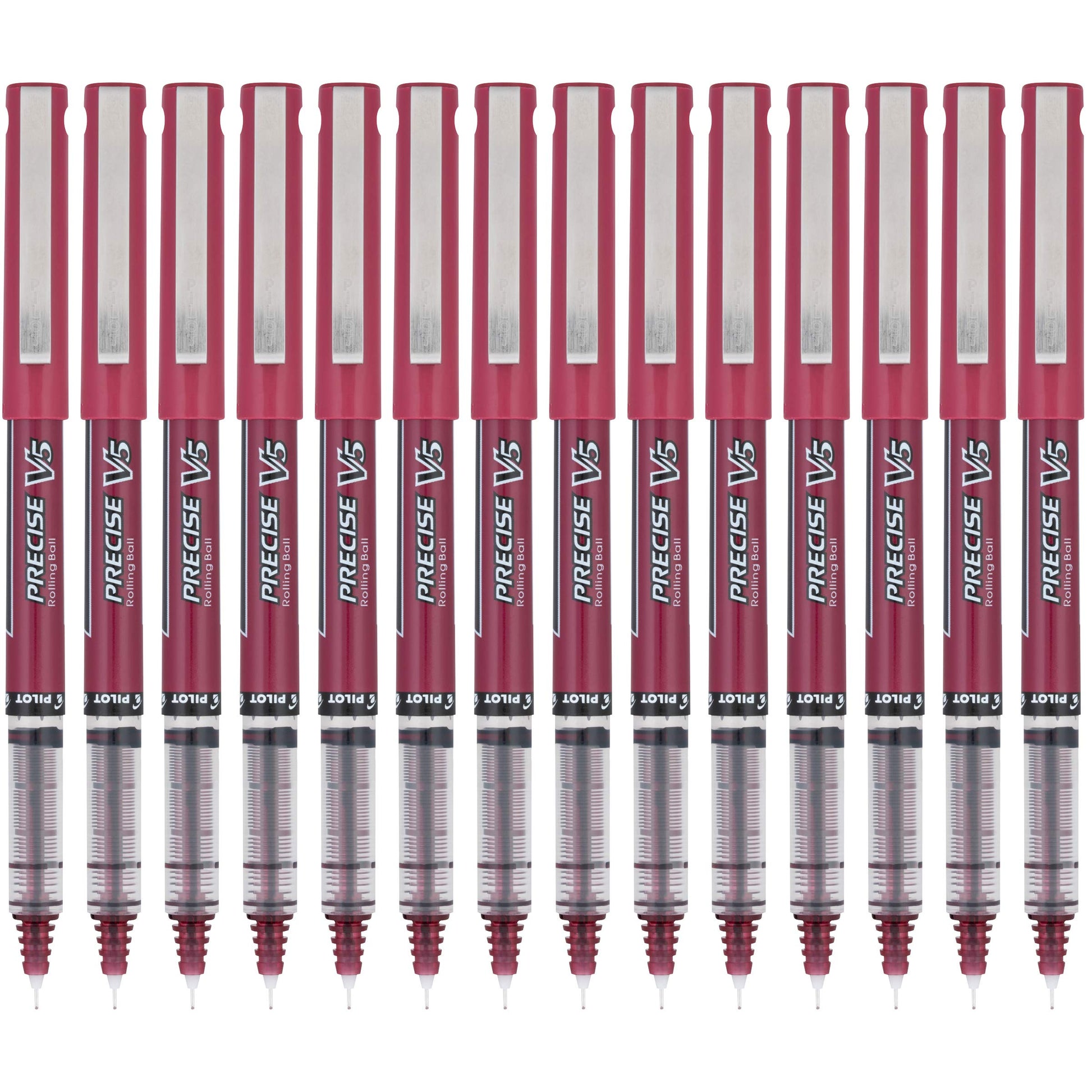 Pilot, Precise V5, Capped Liquid Ink Rolling Ball Pens, Extra Fine Point 0.5 mm, Burgundy, Pack of