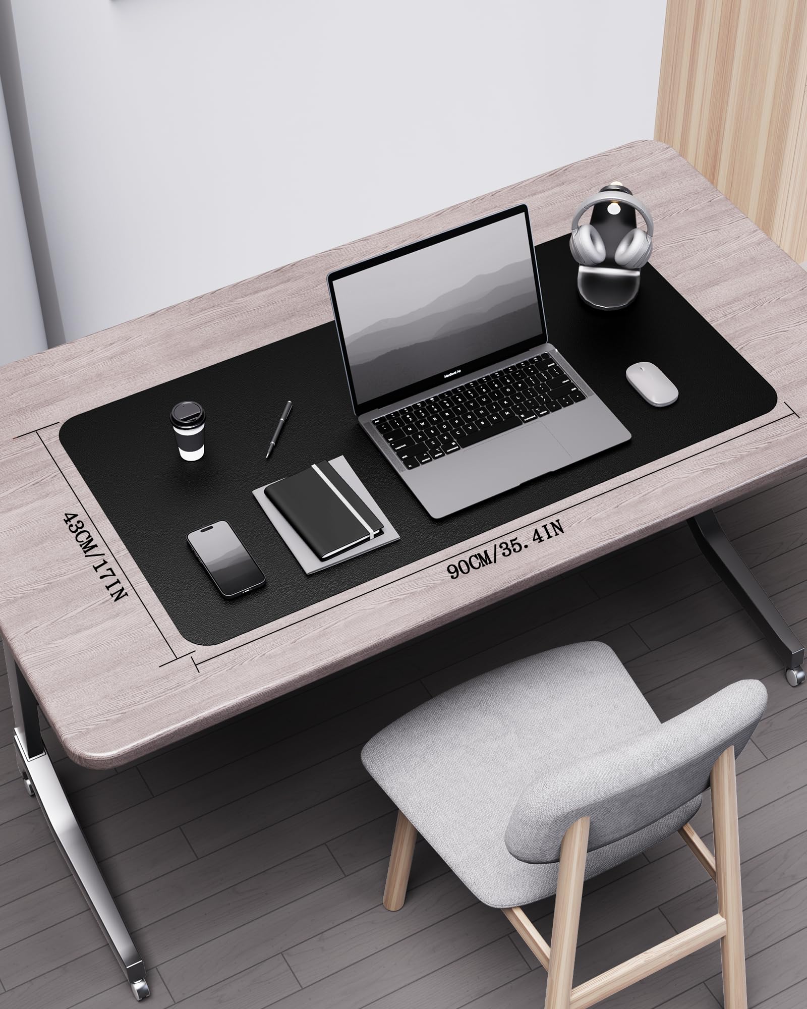 YSAGi Double-Sided Desk Pad, 35.4"x17"Leather Desk Mat, Eco Cork Desk Pad Protector,Large Mouse