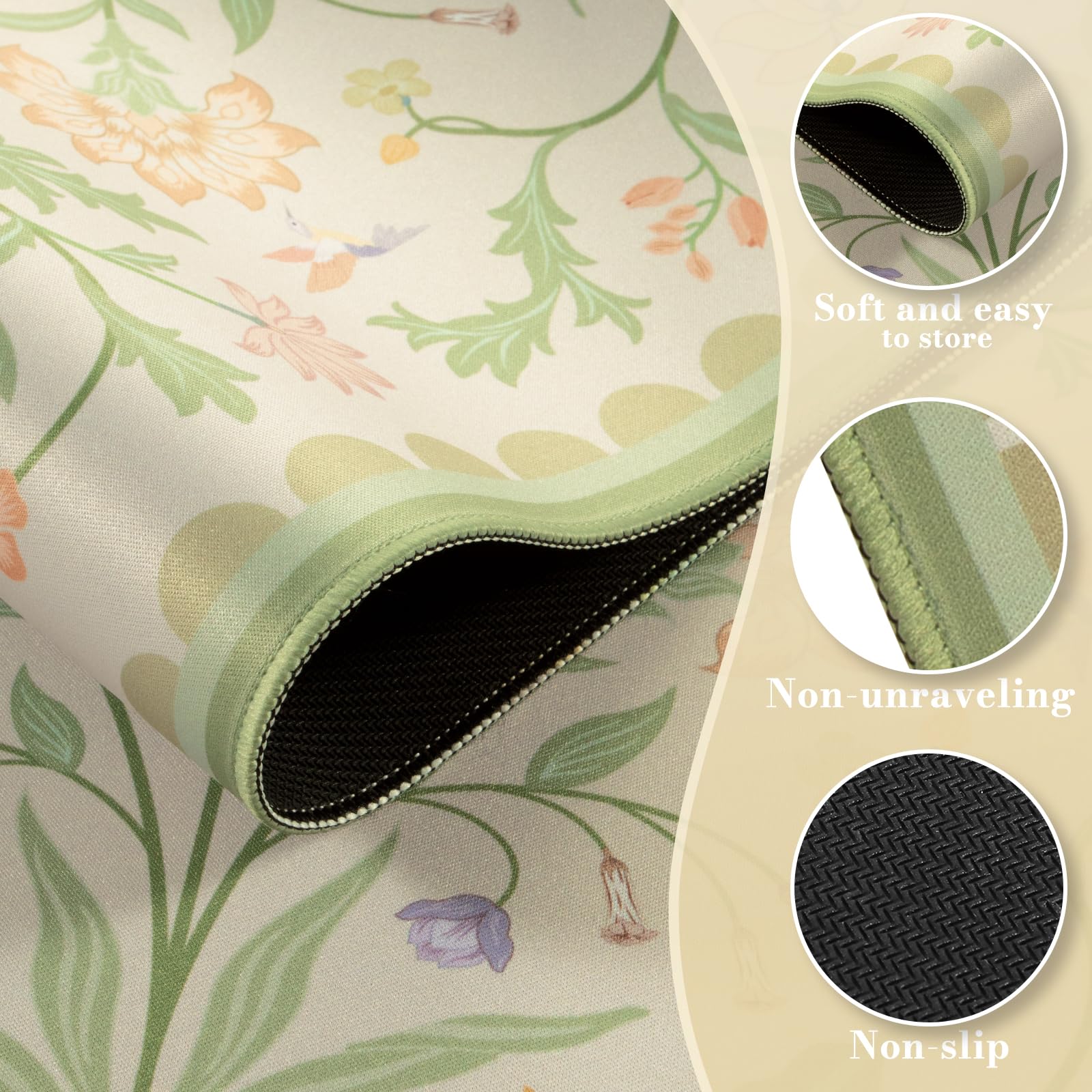 HAOCOO Sage Green Iris Desk Mat, Big Mouse Pad for Keyboard, Non-Slip Base