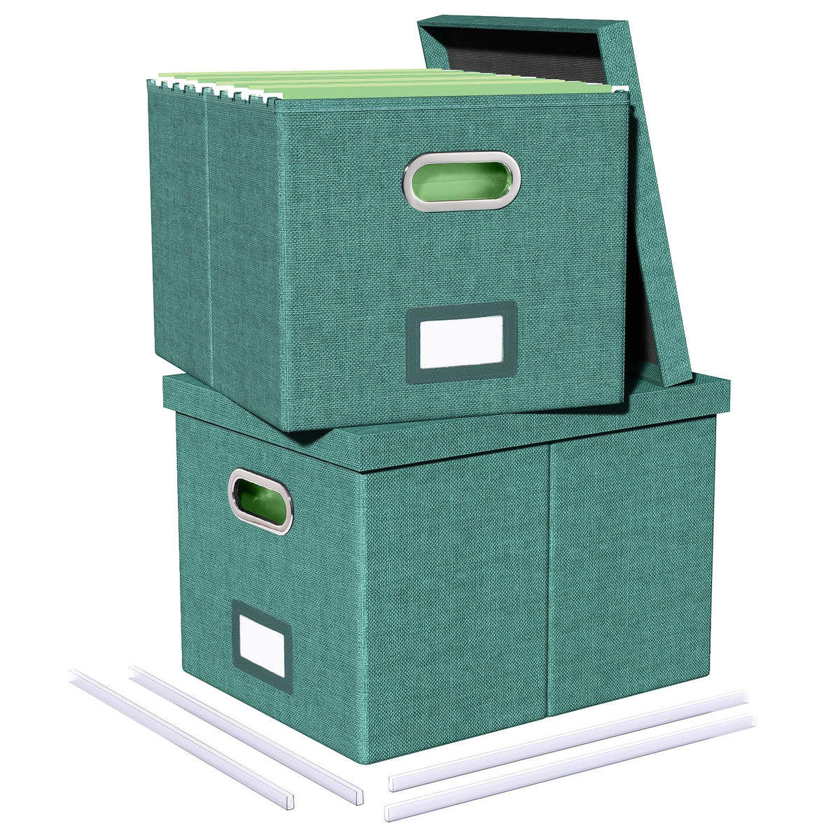2 Pack File Storage Organizer, Document Organizer, Portable File Box with Lid, Fit for Letter/Legal