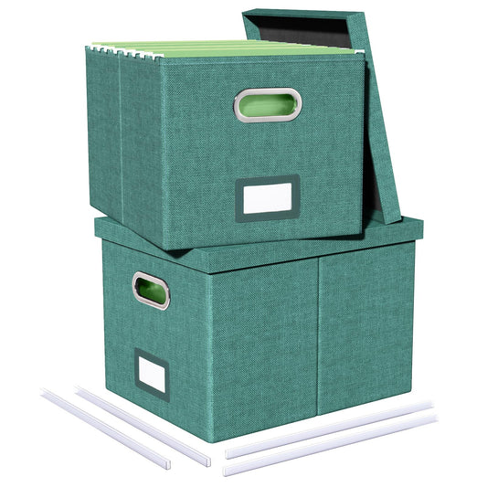 2 Pack File Storage Organizer, Document Organizer, Portable File Box with Lid, Fit for Letter/Legal