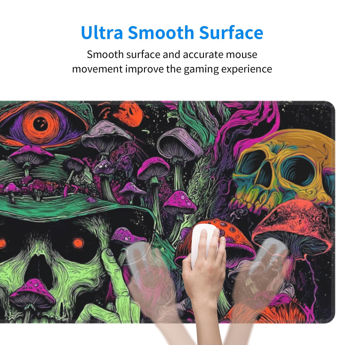Skull Mushroom Mouse Pad Extended Large Gaming Mouse Pad XL Stitched Edges for Gamer Home Office