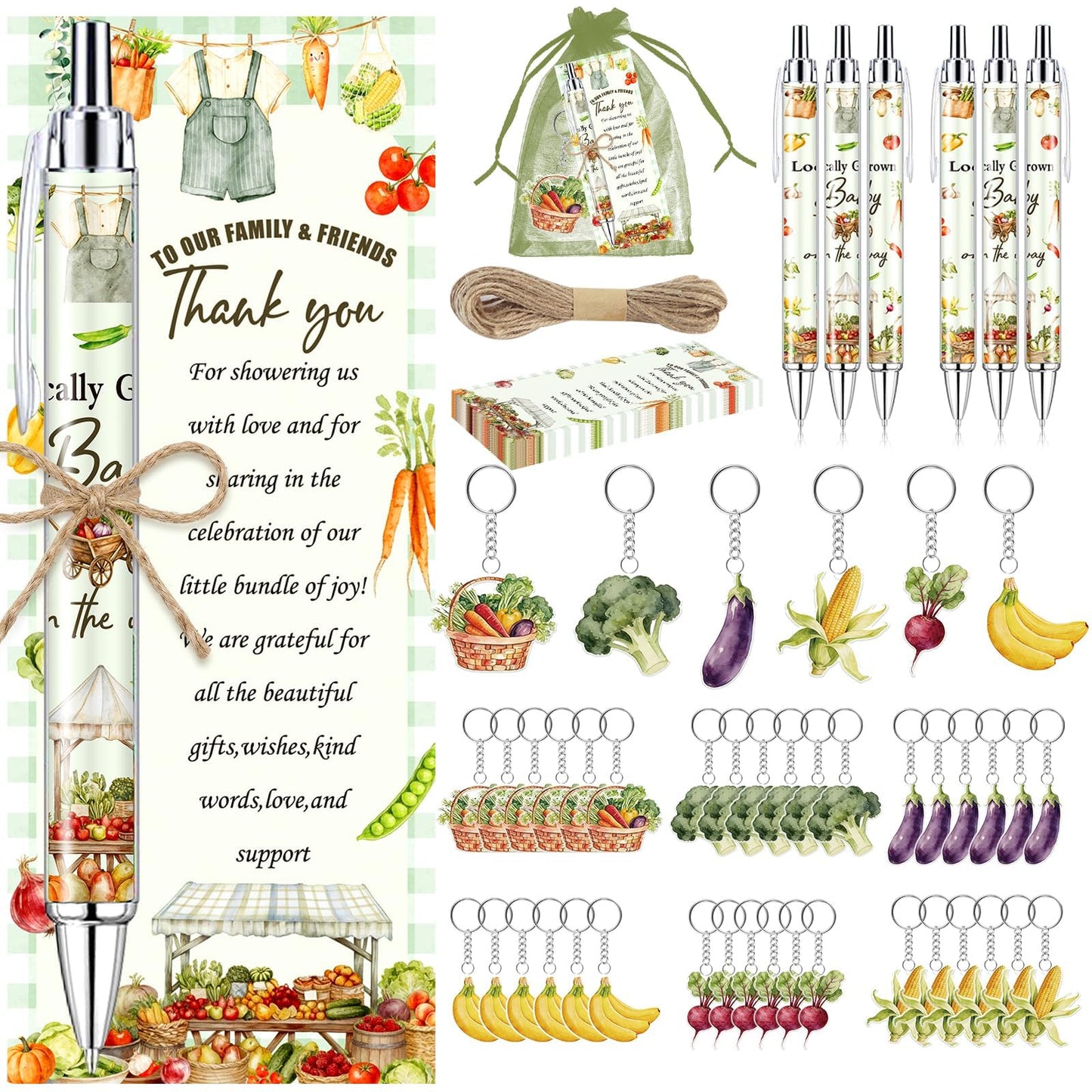 145 Pieces Locally Grown Baby Shower Gifts for Guest Farmers Market Baby On the Way Ballpoint Pens