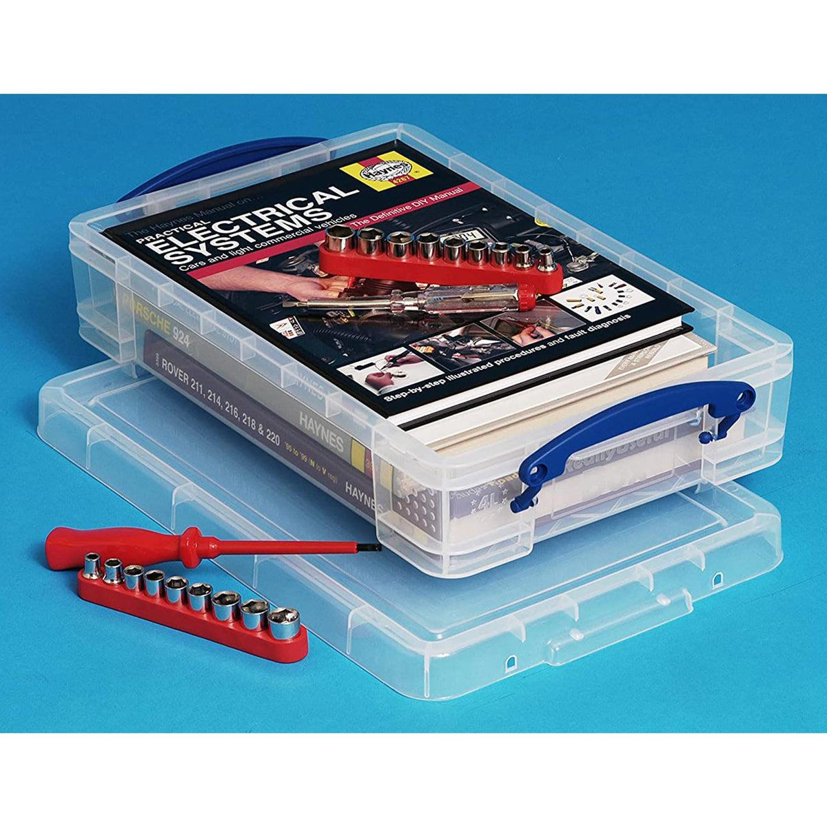 Really Useful Box 4C Plastic Stackable Storage Container with Snap Lid and Built in Clip Lock