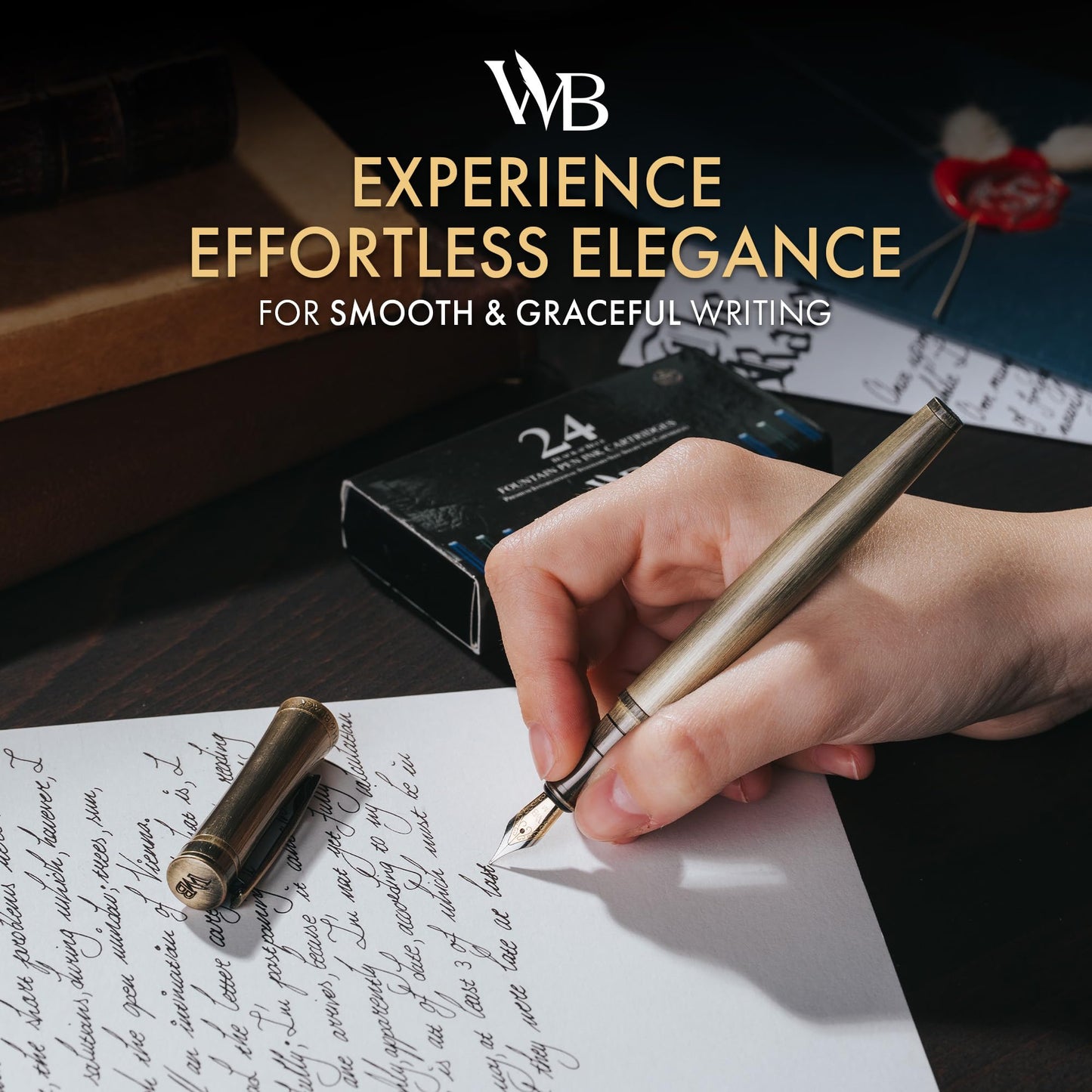 Wordsworth & Black Luxury Fountain Pen Set for Writing, Medium Nib, Bronze