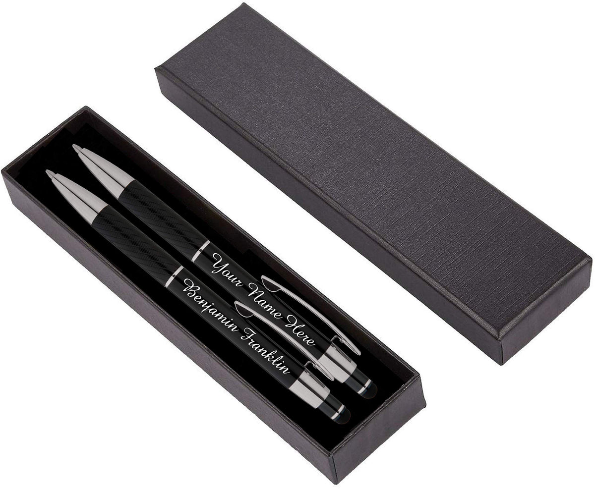 ExpressDesigns™ - Personalized Pens Gift Set - 2 Pack of Metal Pens w/gift box - Luxury Ballpoint