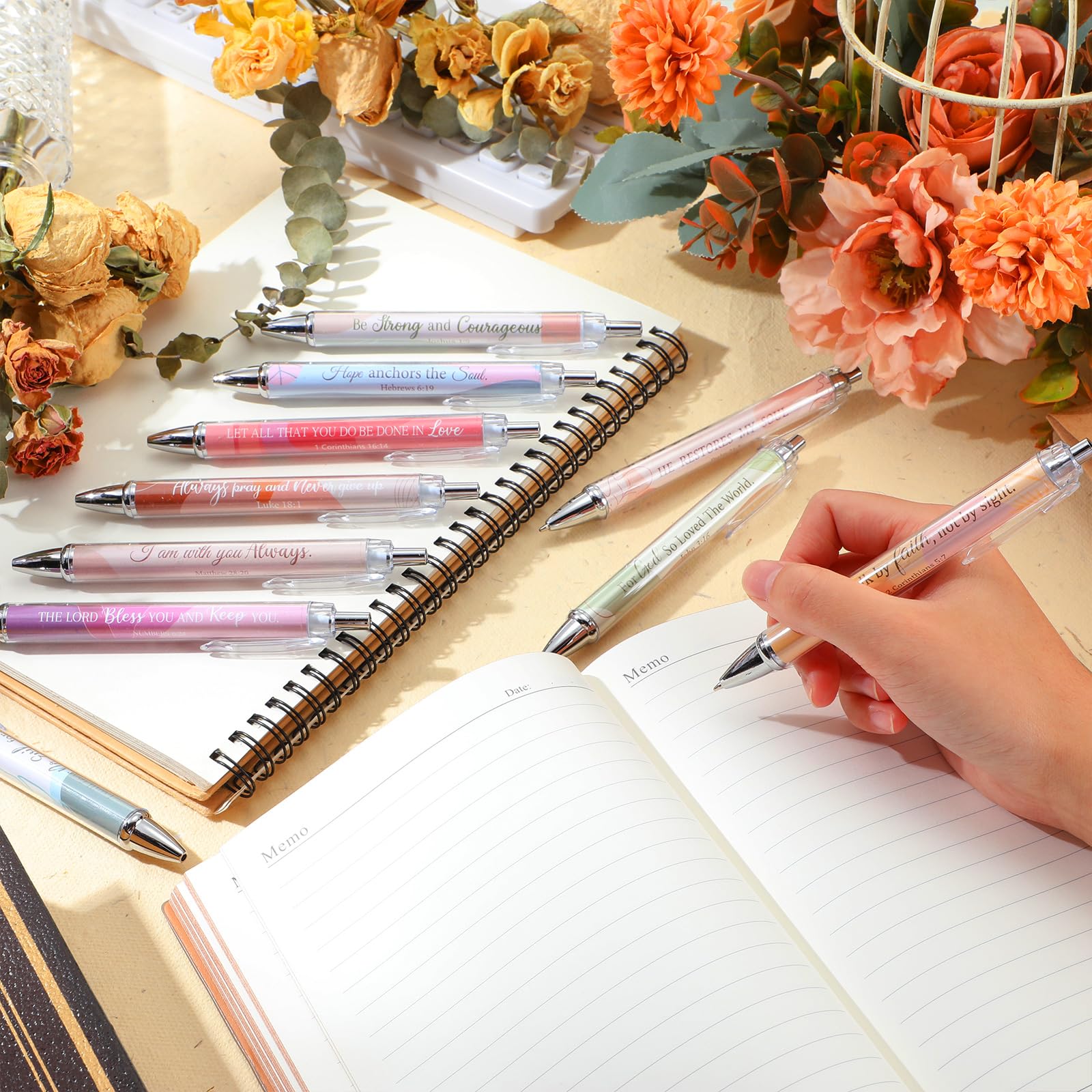 Qeeenar 50 Pcs Bible Verse Pens Christian Gift,Boho