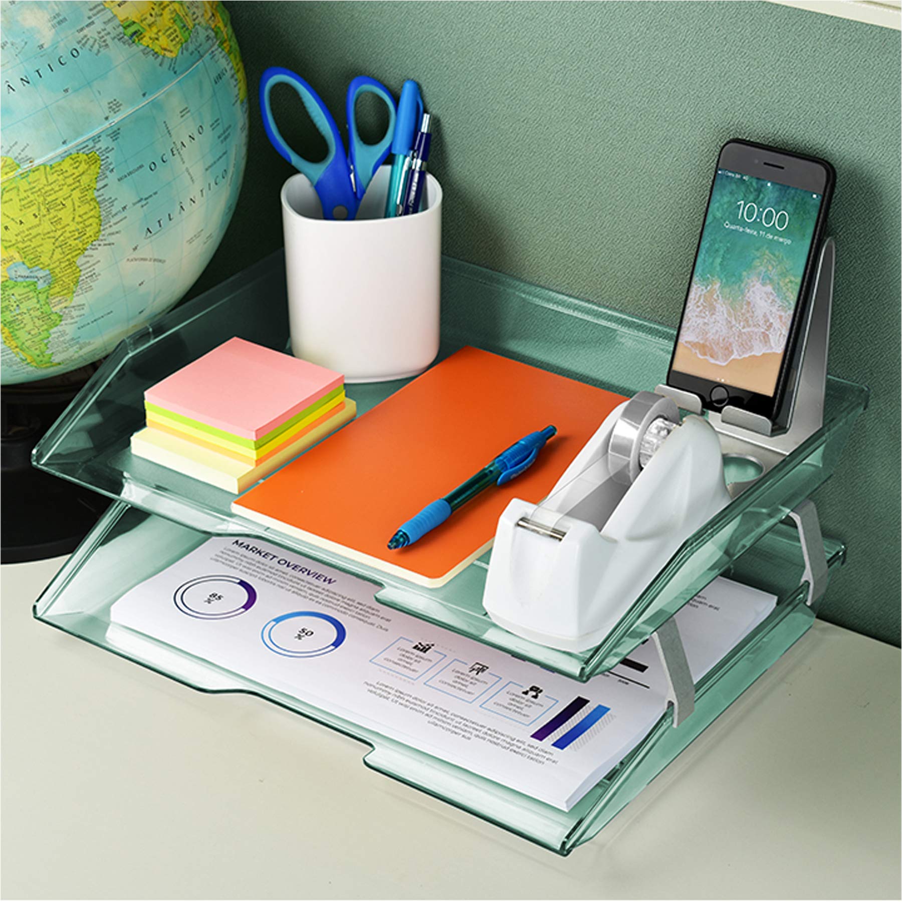 Acrimet Facility 2 Tier Letter Tray, Side Load, Letter Size/A4, Desktop File Organizer, Plastic