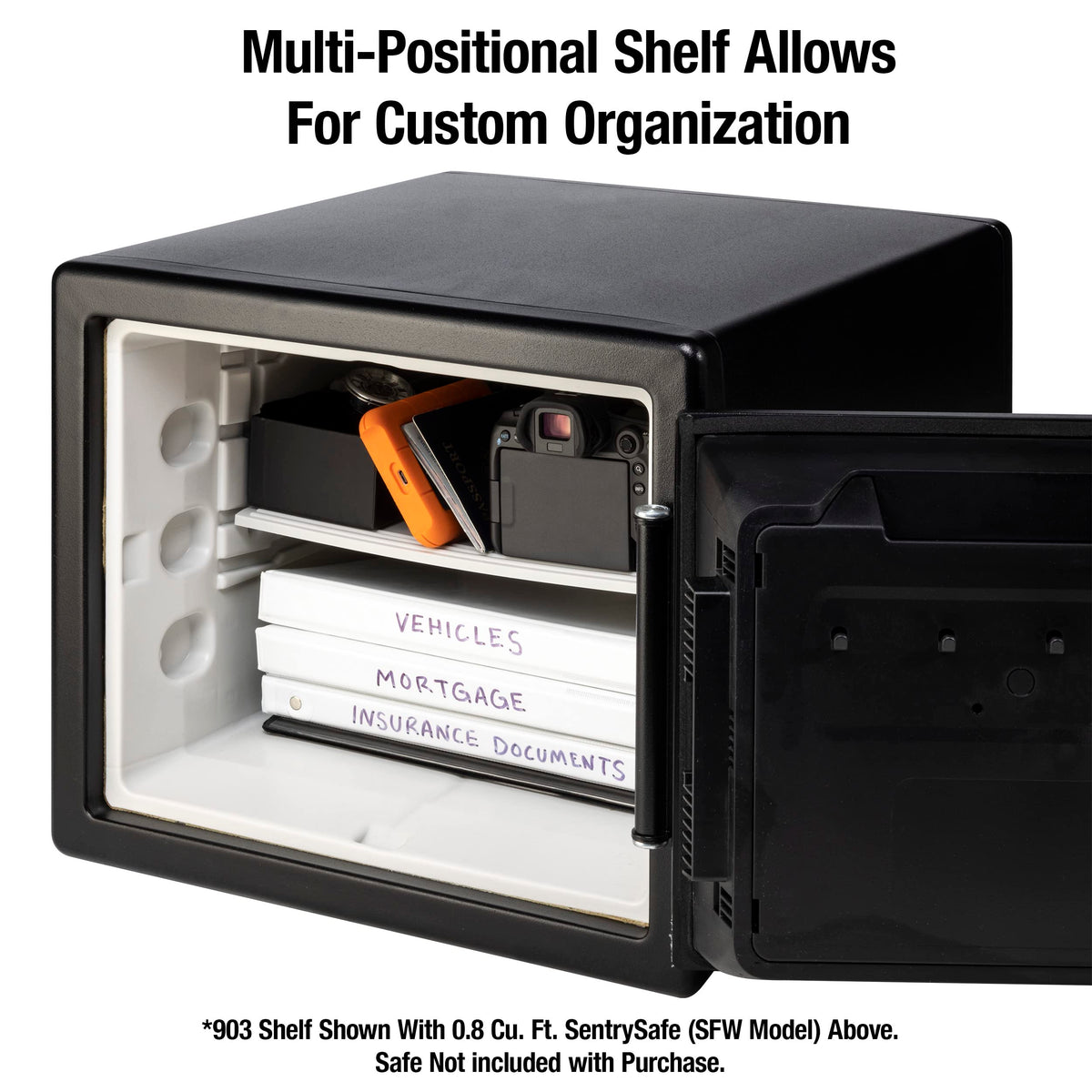 SentrySafe Shelf Insert for SFW082 and SFW123 Fireproof and Waterproof Safes, White Adjustable Safe