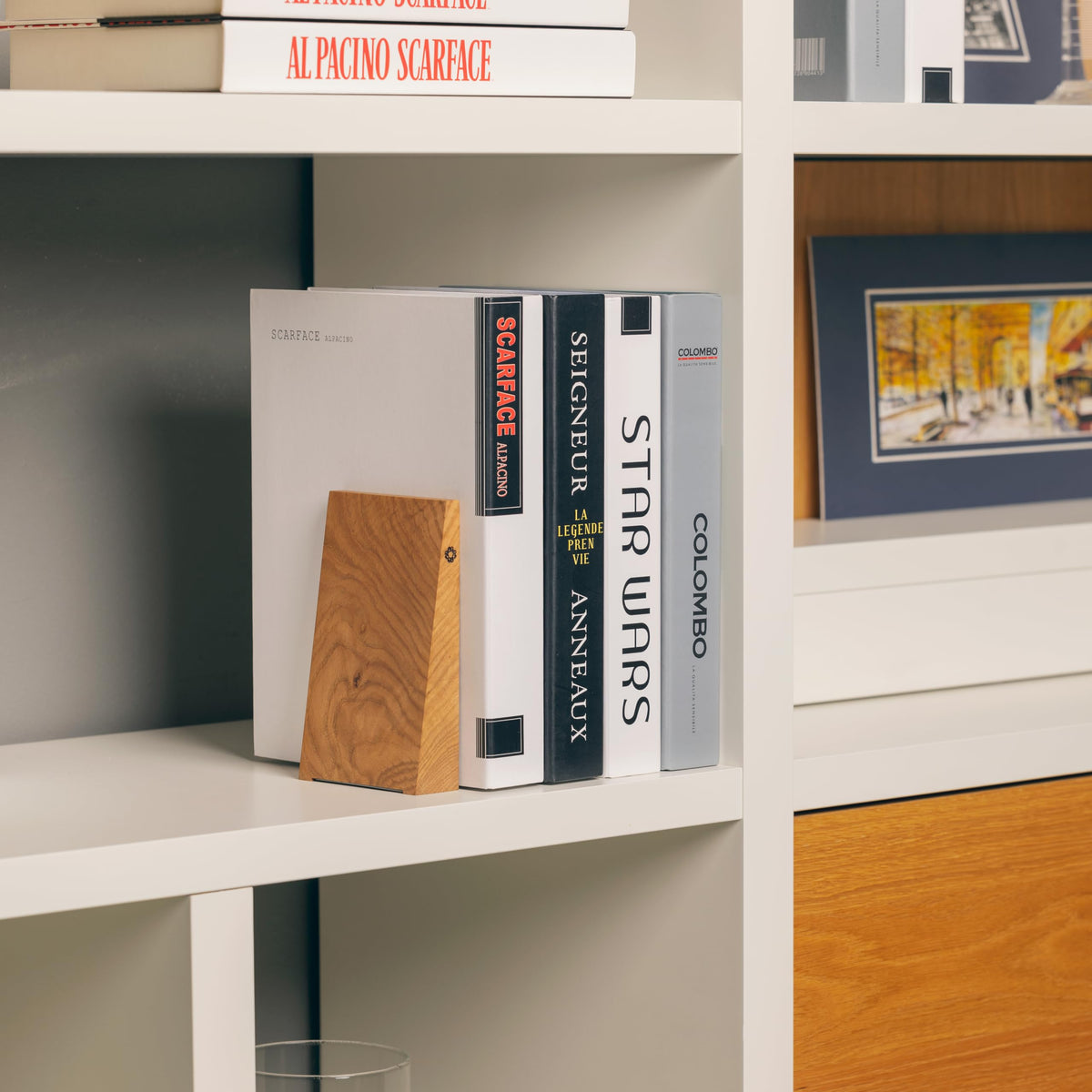 TILISMA Book Ends for Shelves - Handmade Wooden Bookends with Metal Base, Walnut Tree - Sturdy Book