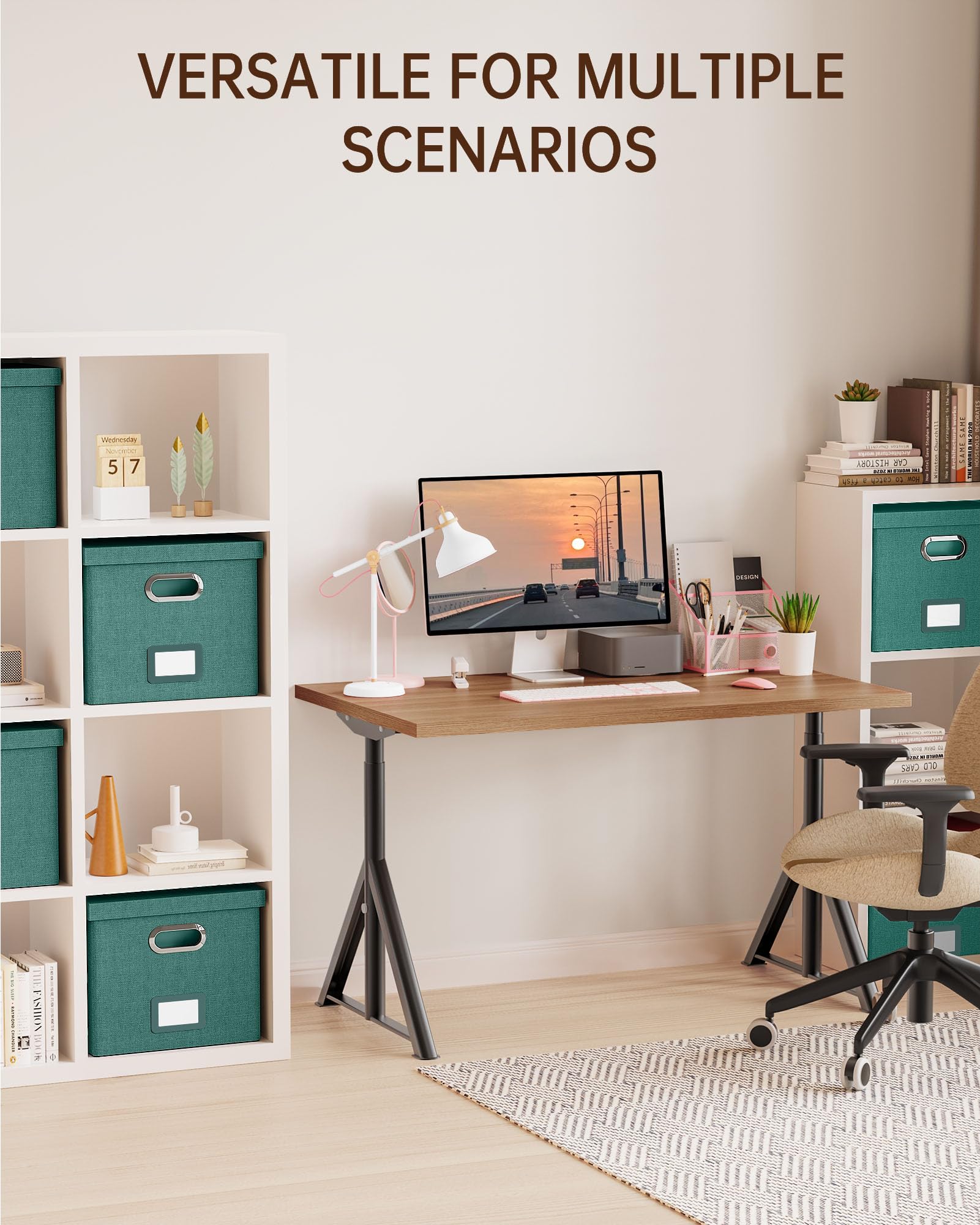 Oterri File Organizer with Lid, File Box, File Cabinet for Letter File Folder Storage, Hanging File