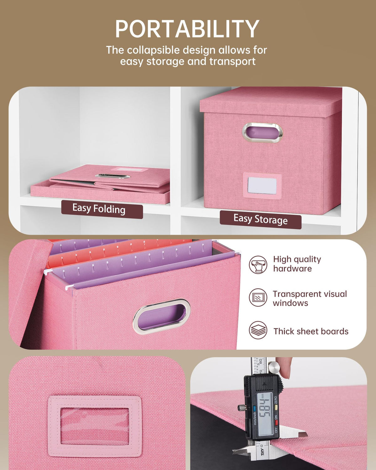 Oterri File Organizer, File Box, File Cabinet for Letter File Folder Storage, Portable Storage Bins