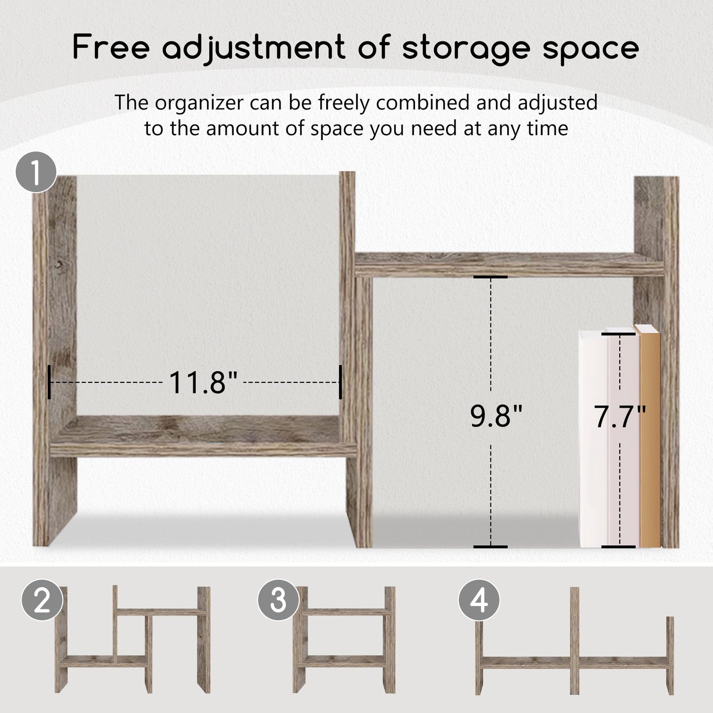 Jerry & Maggie Desktop Organizer Office Storage Rack Adjustable Wood Display Shelf Free Style