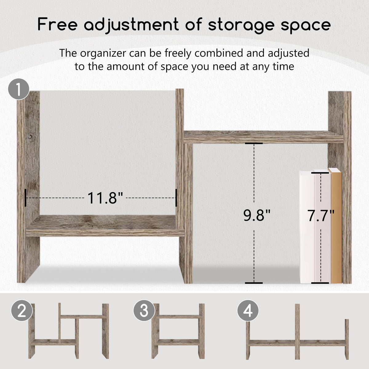 Jerry & Maggie Desktop Organizer Office Storage Rack Adjustable Wood Display Shelf Free Style