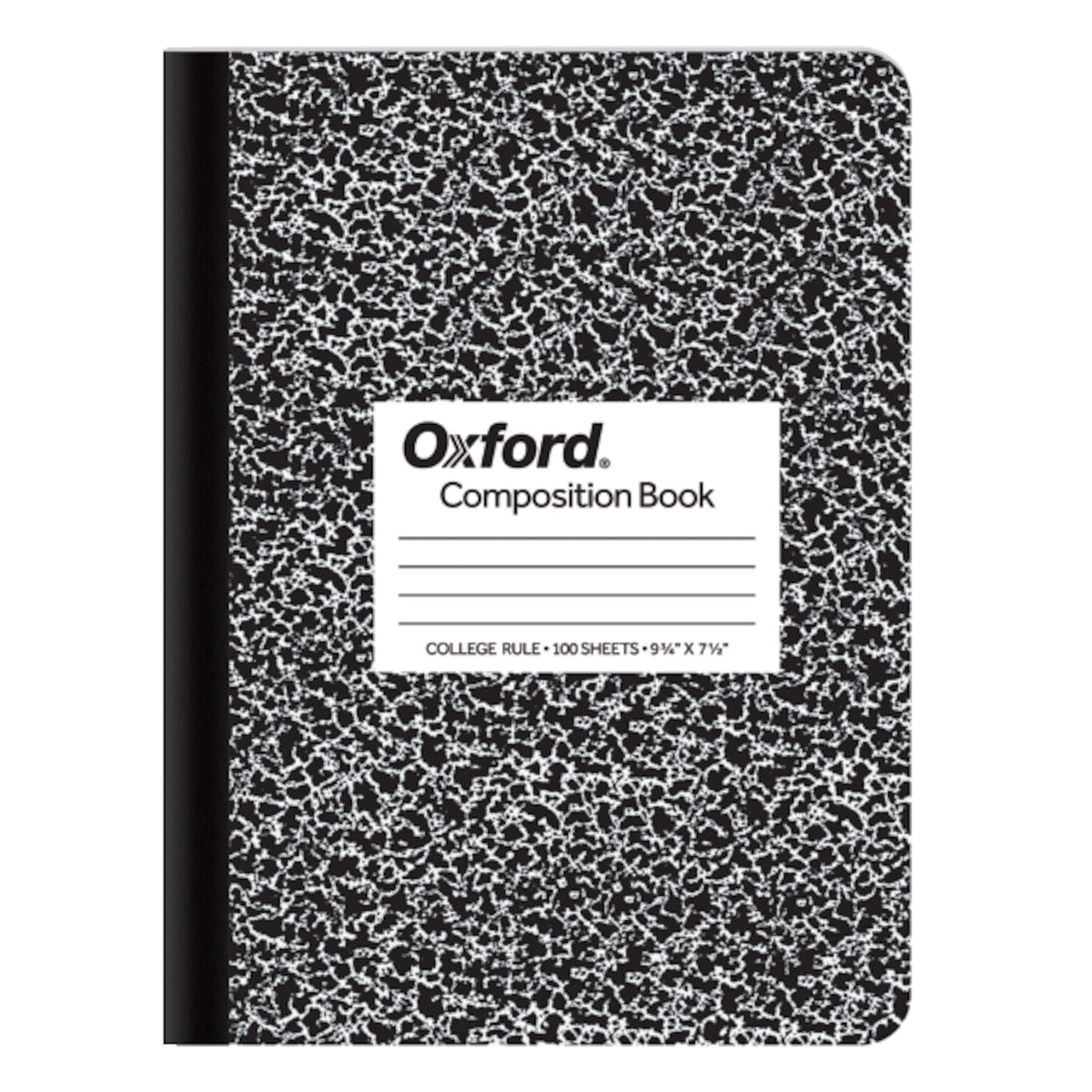 Oxford Composition Notebook, College Ruled Paper, 9-3/4" x 7-1/2", Black Marble Covers, 100 Sheets