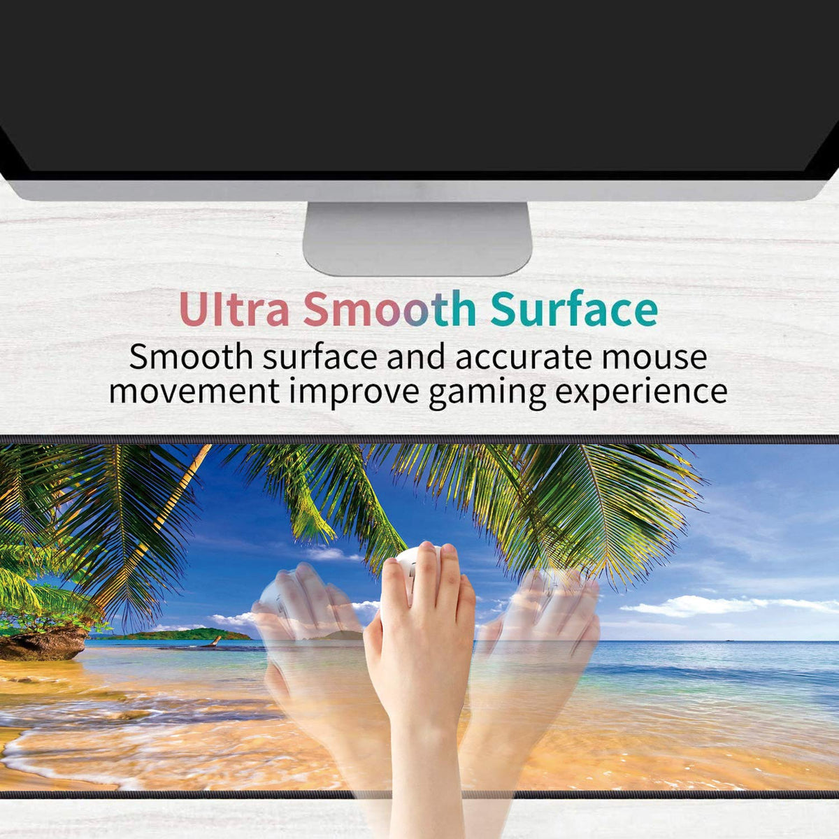 Desk Pad Mat Gaming Mouse Pads with Coasters Set, Stitched Edges Design Mouse Pad XXL Large Mouse
