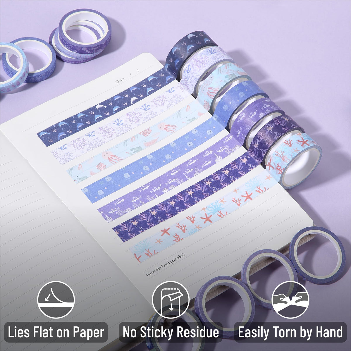 Mr. Pen- Washi Tape Set, 21 Rolls, Assorted Sizes, 5 Yards/Roll