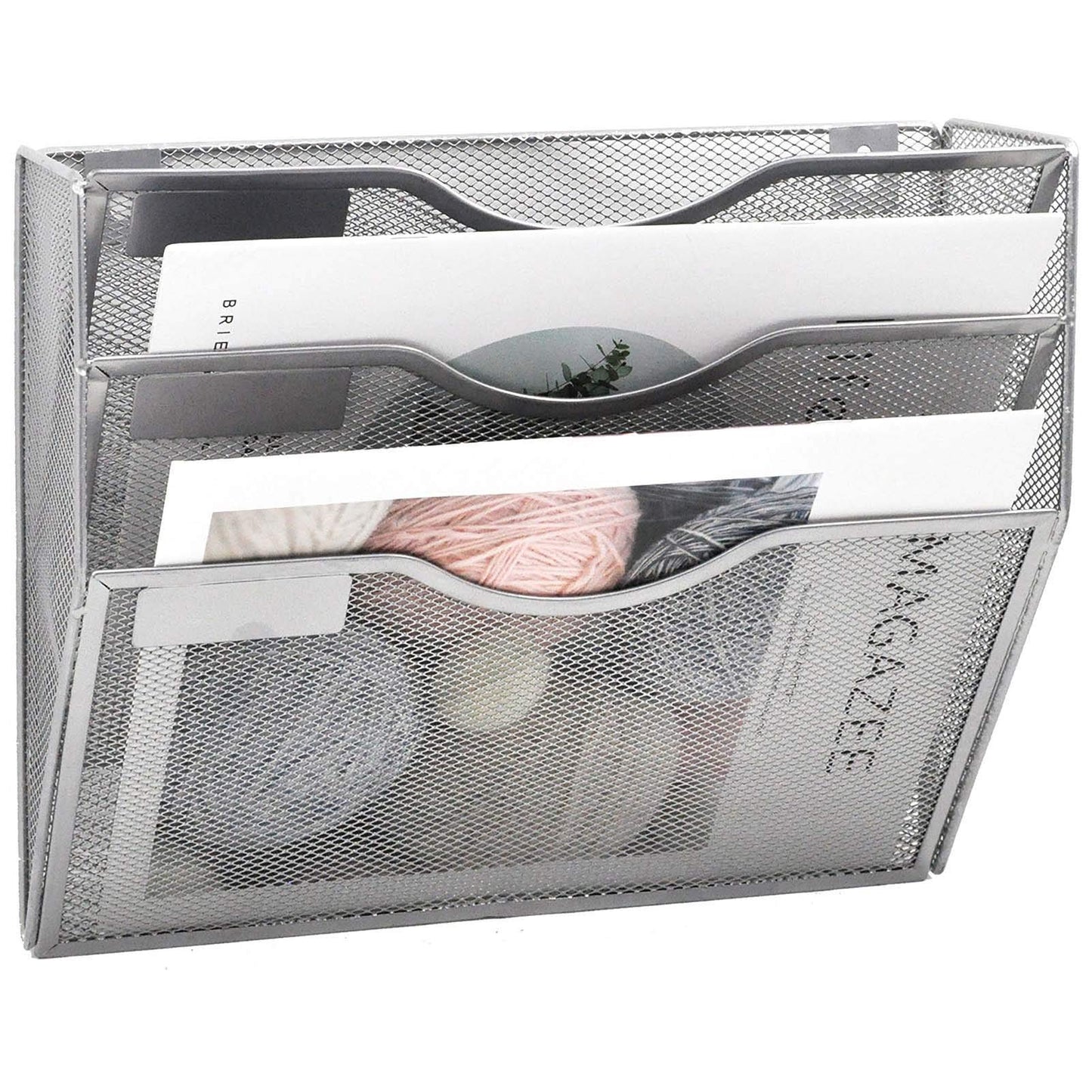 EASEPRES 3 Pocket Mesh Hanging Wall File Organizer, Wall Mounted Mail Paper Document Folder Holder