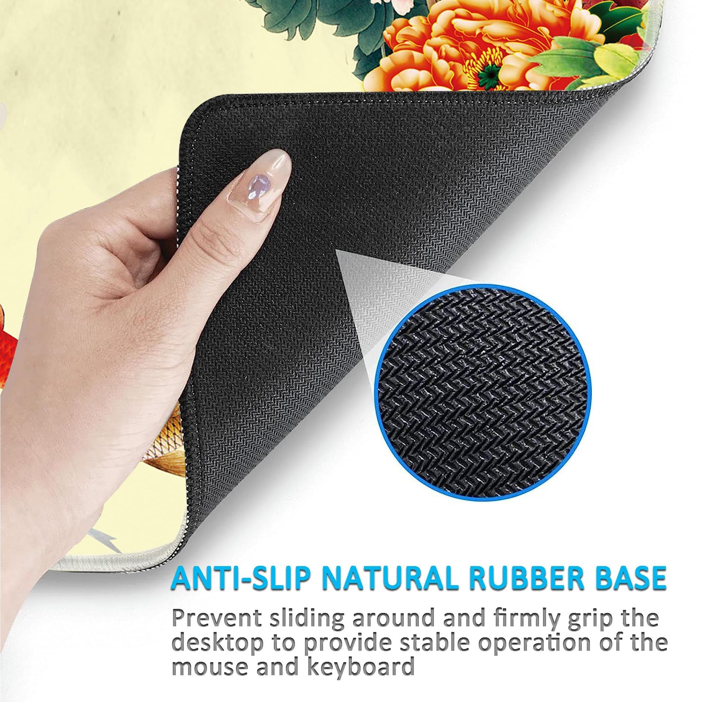LL-COEUR XXL Landscape Gaming Mouse Pad Computer Keyboard Mat Office Desk Pad (Fish, 23.6" x 15.7"
