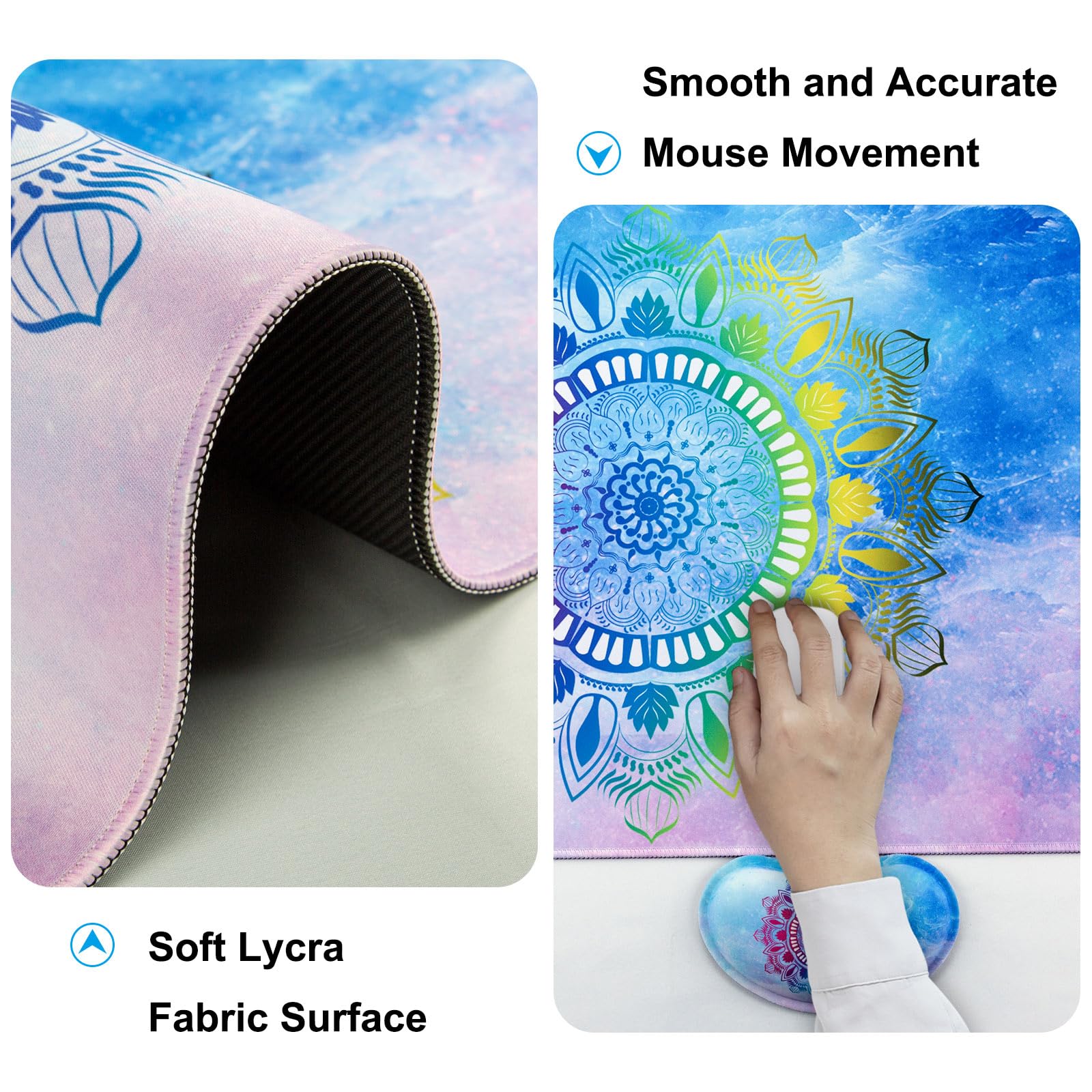 4 in 1 Mouse Pad and Keyboard Wrist Rest,Large Desk Mat,Coaster Set-Star