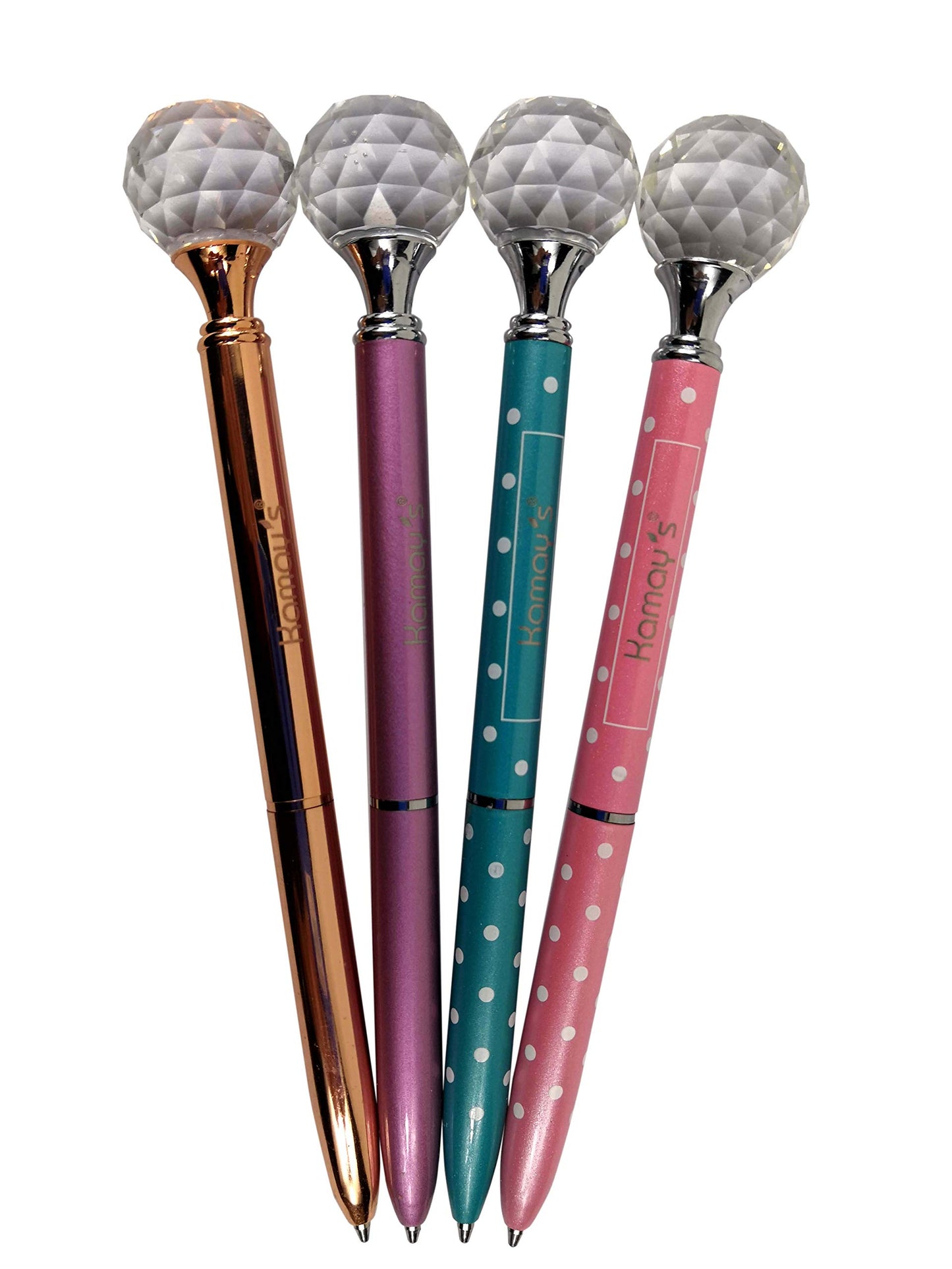 Kamay's 4PCS Crystal Ball Diamond Pen Metal Ballpoint Pen with Big Crystal Diamond Funky Design