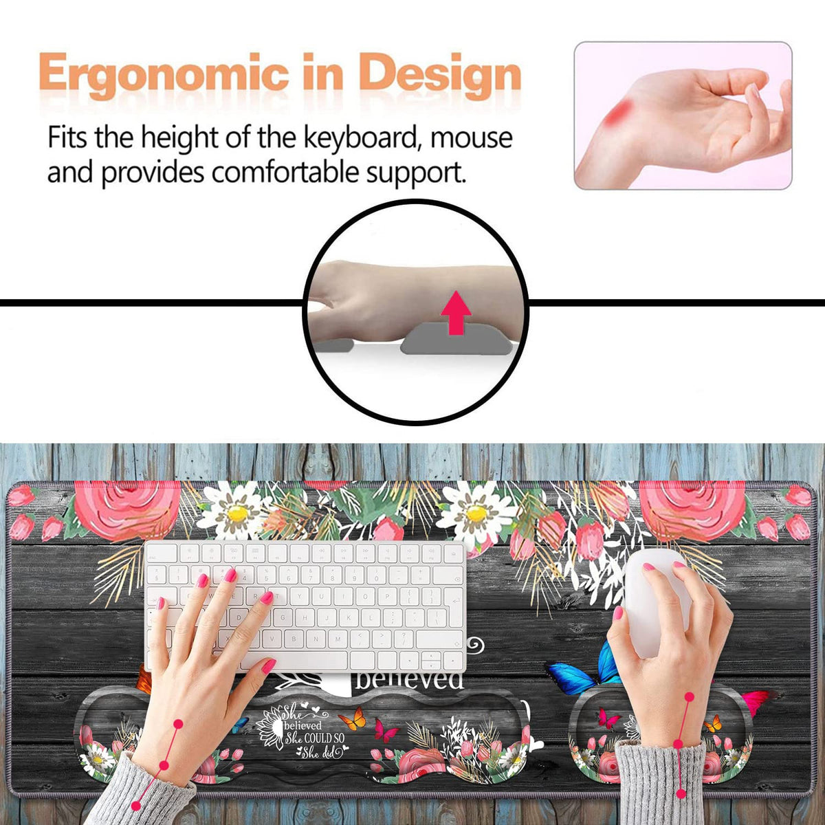 Ergonomic Keyboard Wrist Rest and Mouse Pad Wrist Rest Set, Large XXL Gaming Desk Mat 31.5"x