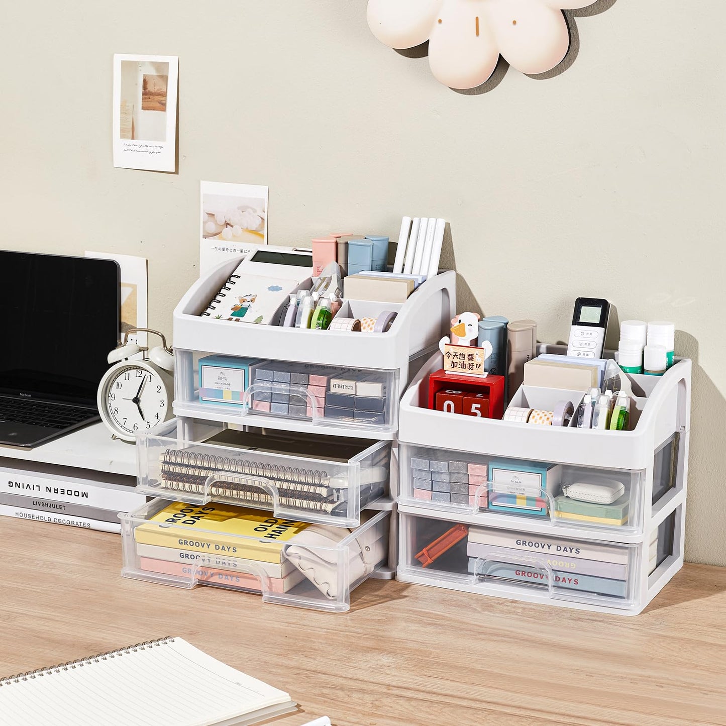 Desk Organizer with Drawers, 3 Drawers Storage Organizer, Desktop Storage Drawers for Office/School