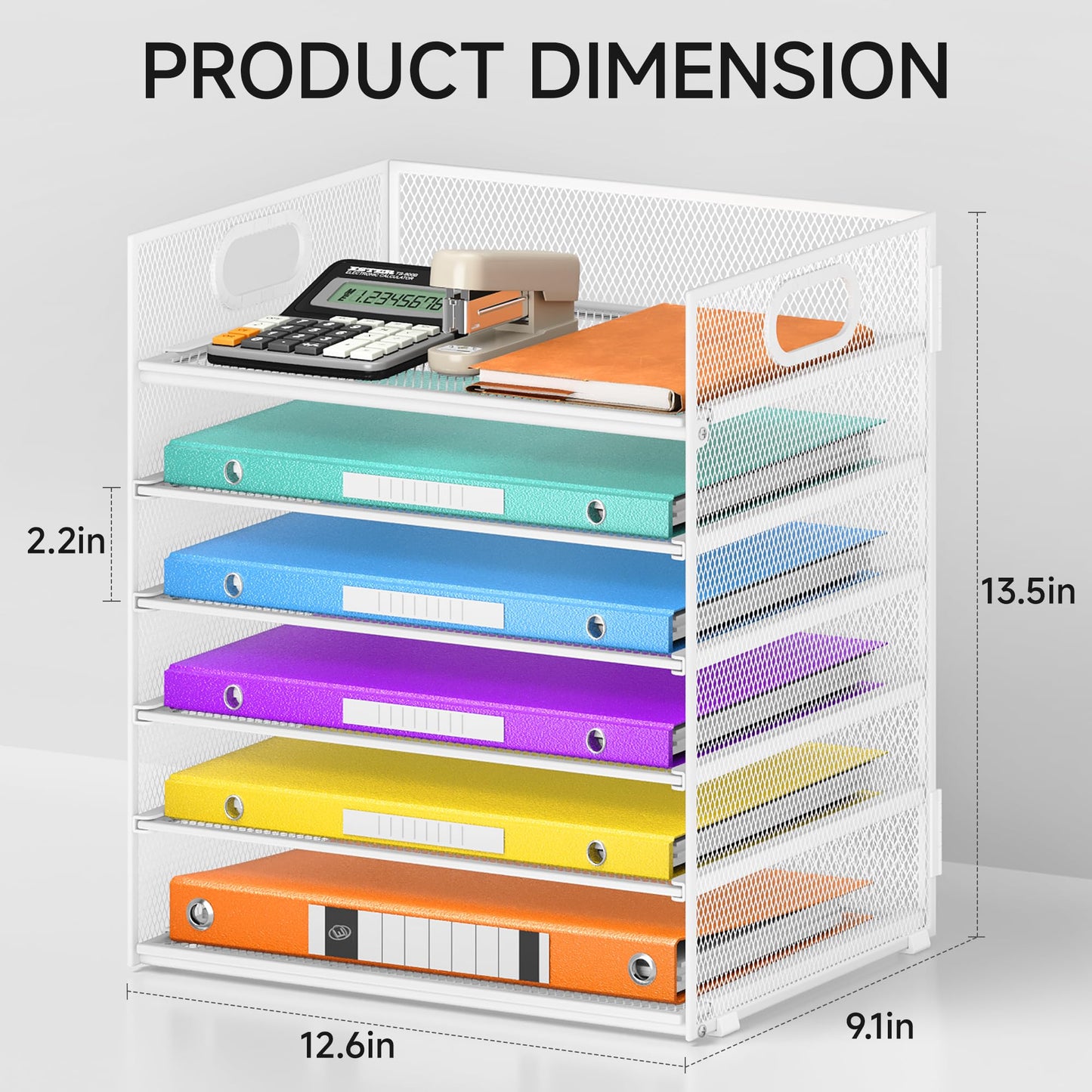 6 Tray Paper Organizer Letter Tray with Handle - Mesh Desk File Organizer, Paper Sorter Organizer