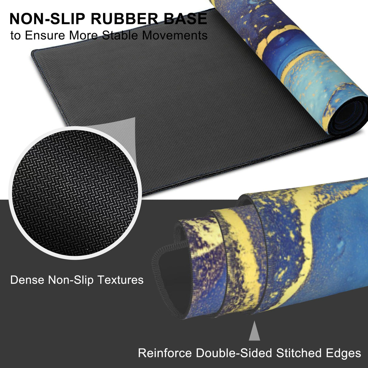 Mouse Pad, Large Alcohol Ink Art Desk Mat, Extended Non-Slip Gaming Keyboard Mousepad Desk Pad