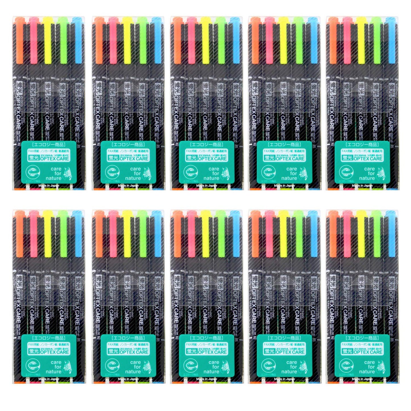 Zebra B-WKCR1-5C Highlighter, Optex Care, 5 Colors, 10 Pieces