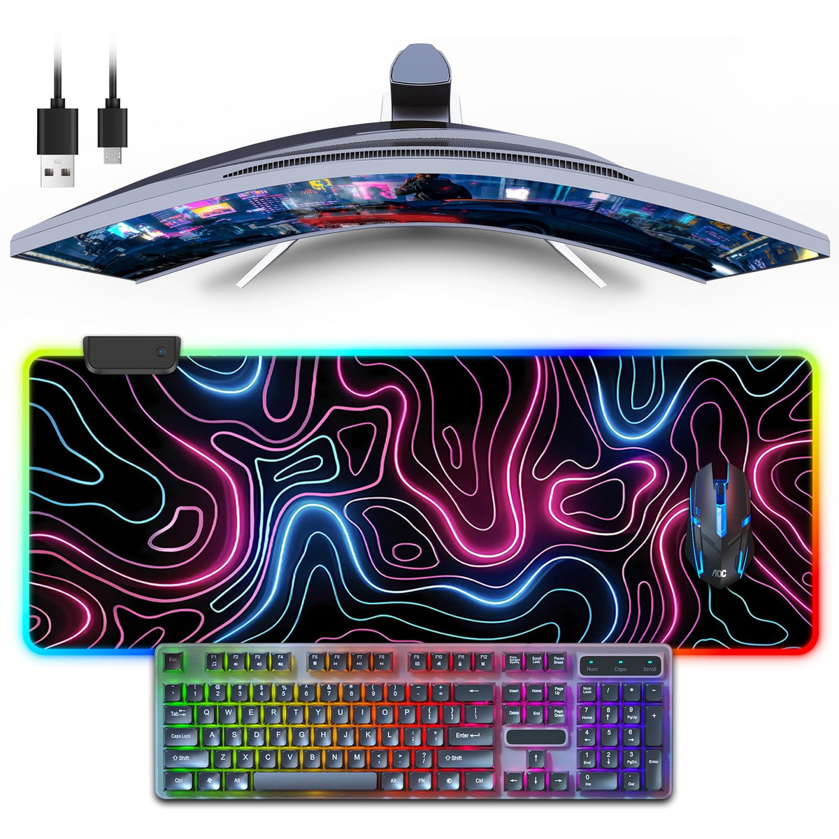 Mouse Pad 31.5 X 11.8 Inches RGB Mouse Mat with 13 Light Modes
