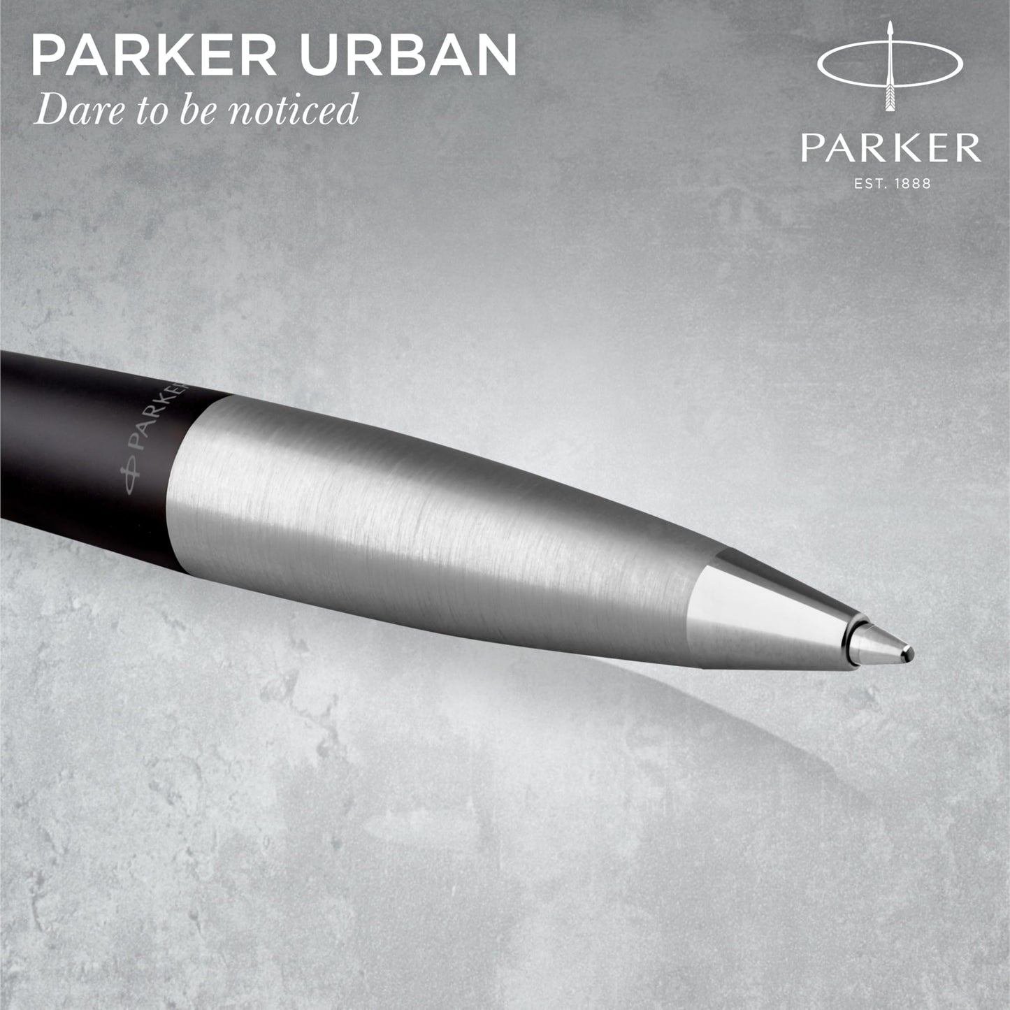 Parker Urban Twist Ballpoint Pen | Muted Black with Chrome Trim | Medium Point Blue Ink Refill |