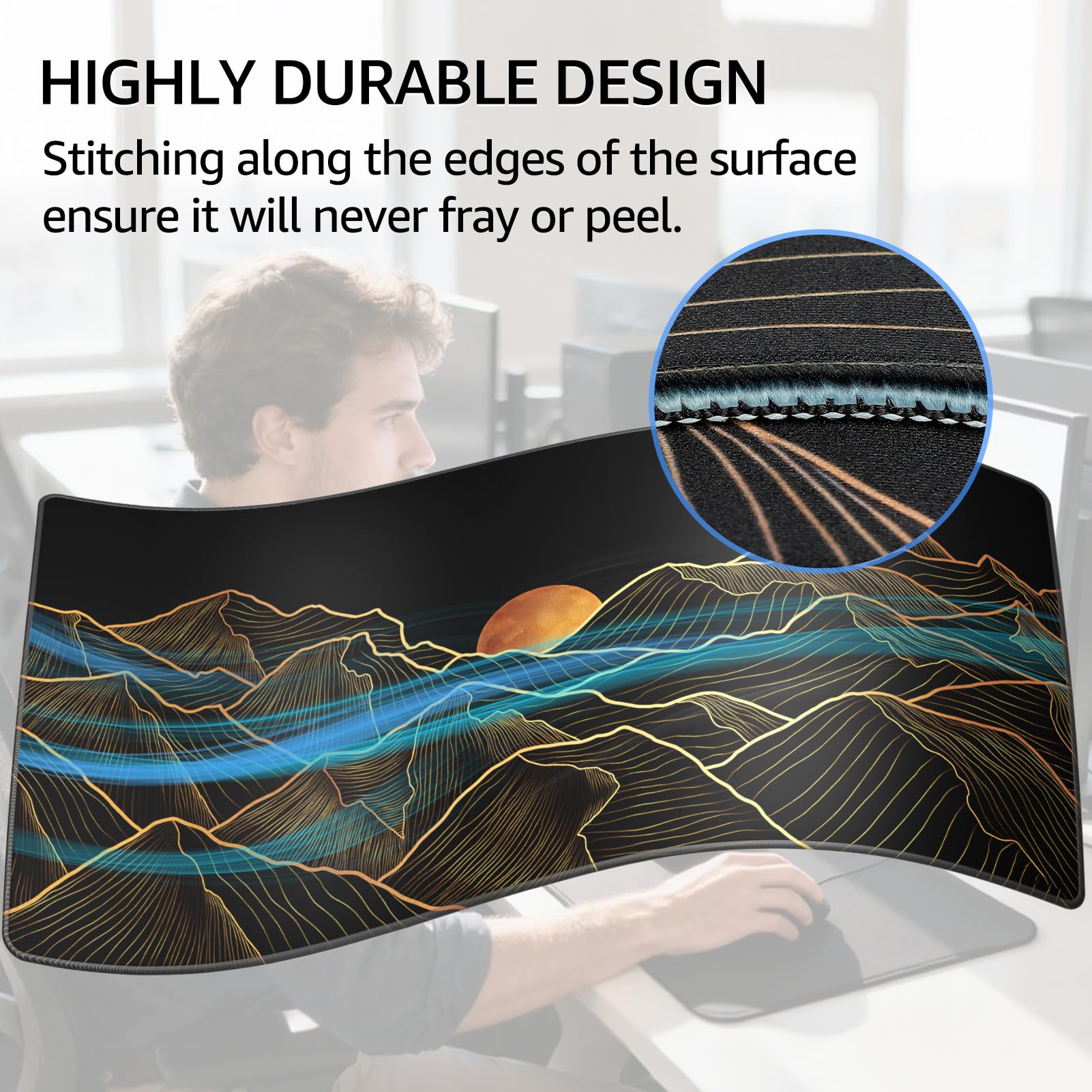 KTRIO Large Gaming Mouse Pad, Desk Mat, 31.5 x 15.7 in, Bright Rise, XXL