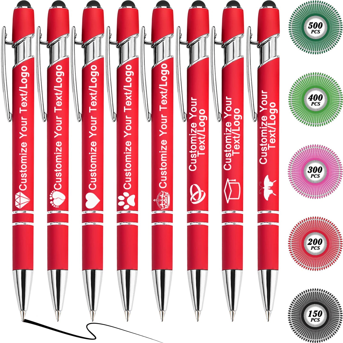 MOUZYLCASE 12 Pcs Personalized Pens Custom Ballpoint Pens with Name Logo Customized Ink Pens with