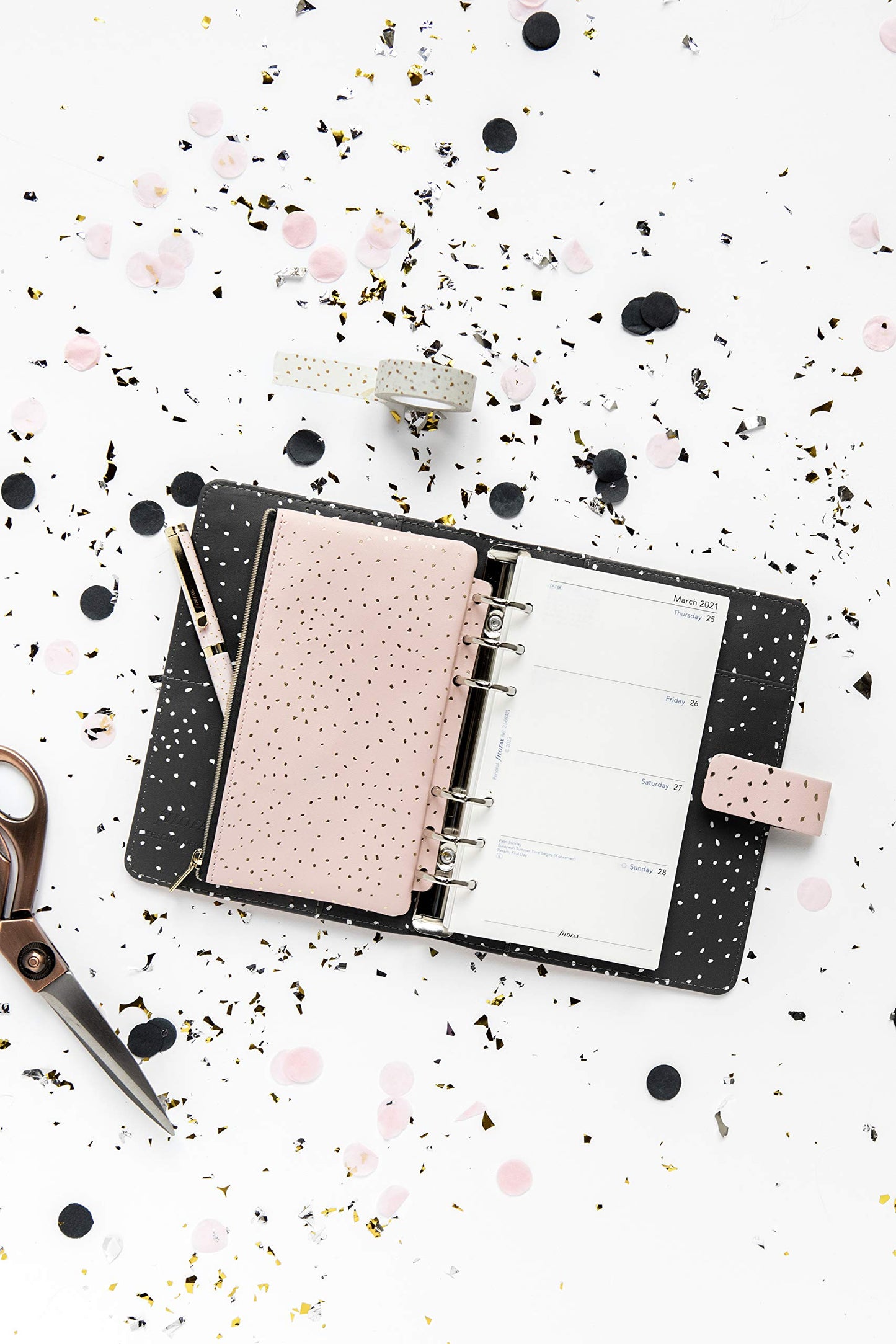 Filofax Confetti Ballpoint Pen - Rose Quartz, 132707, Black