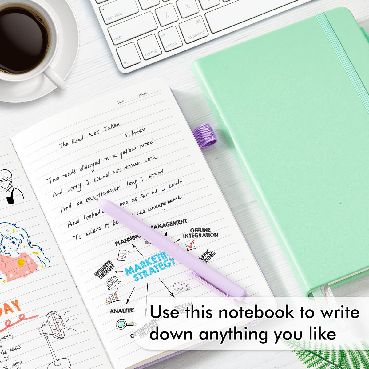 feela 5 Pack Notebooks Journals Bulk, Hardcover Classic Ruled Lined Journals with Pen Holder for