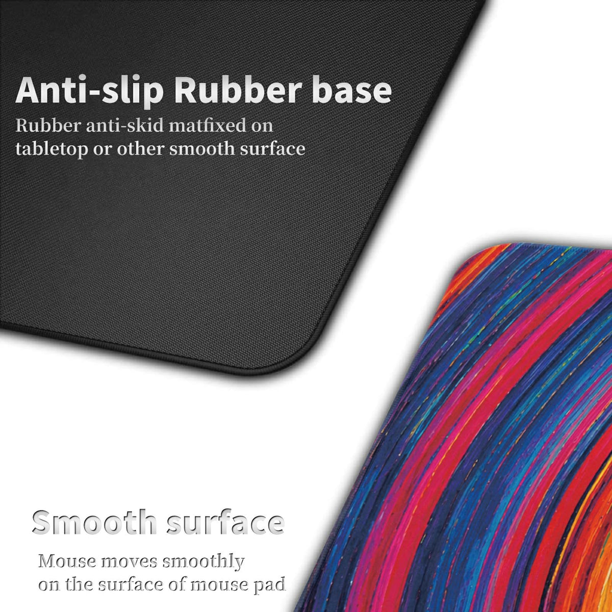 Rainbow Spiral Rings Large Mouse Pad, 31.5 x 11.8 in Extended Desk Mat