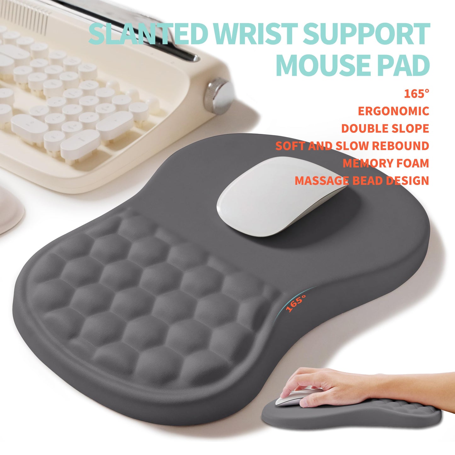 KUOSGM 2-in-1 Ergonomic Set, Wave Rise Keyboard Wrist Rest and Massage Bulge Slope Mouse Pad Wrist