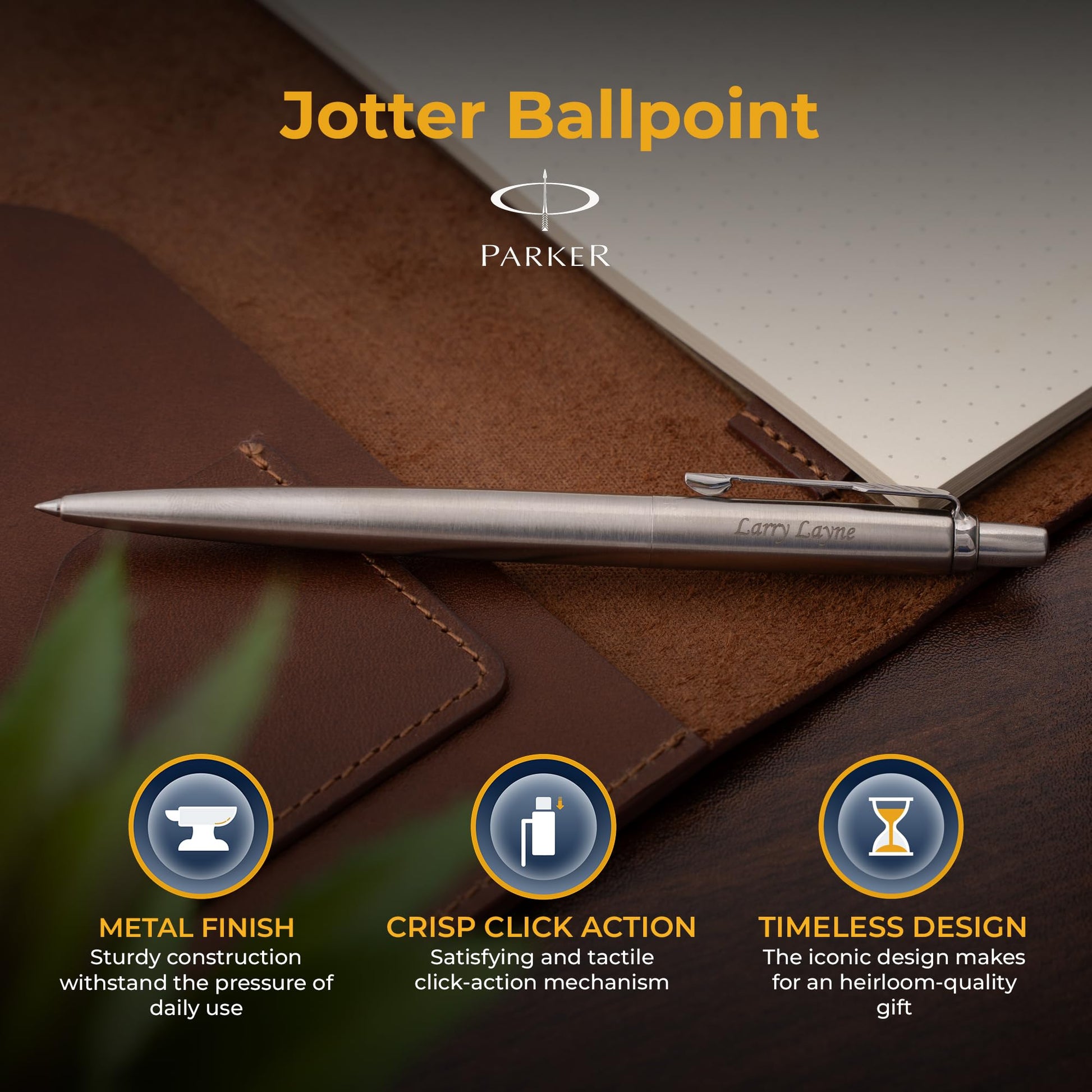 Parker Jotter Personalized Ballpoint Pen, Stainless Steel with Chrome Trim