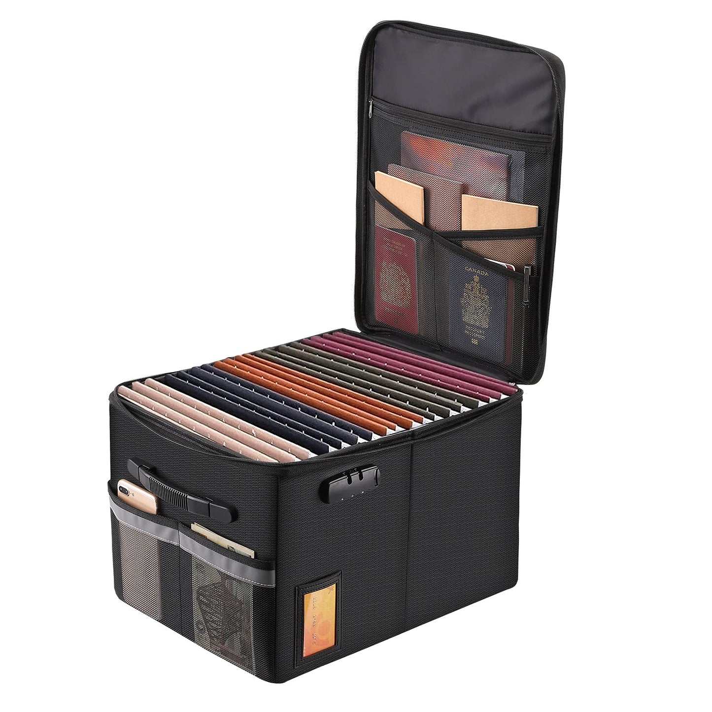 TOMKID Fireproof File Cabinet with Lock, Fireproof Document Organizer Collapsible File Box Filing