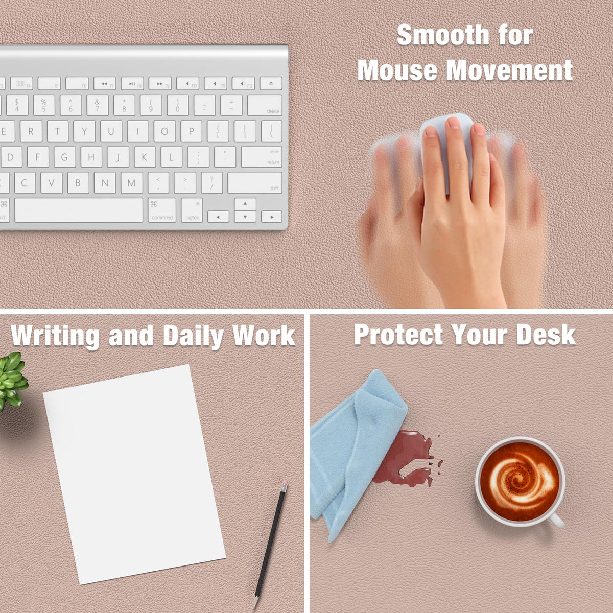 Hsurbtra Desk Pad, 48" x 17" PU Leather Desk Mat, XXXL Extended Mouse Pad, Waterproof Desktop